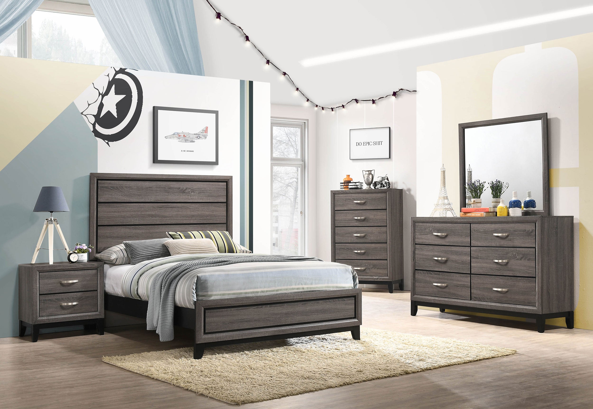 Watson Five-piece Full Bedroom Set Grey Oak — view 1