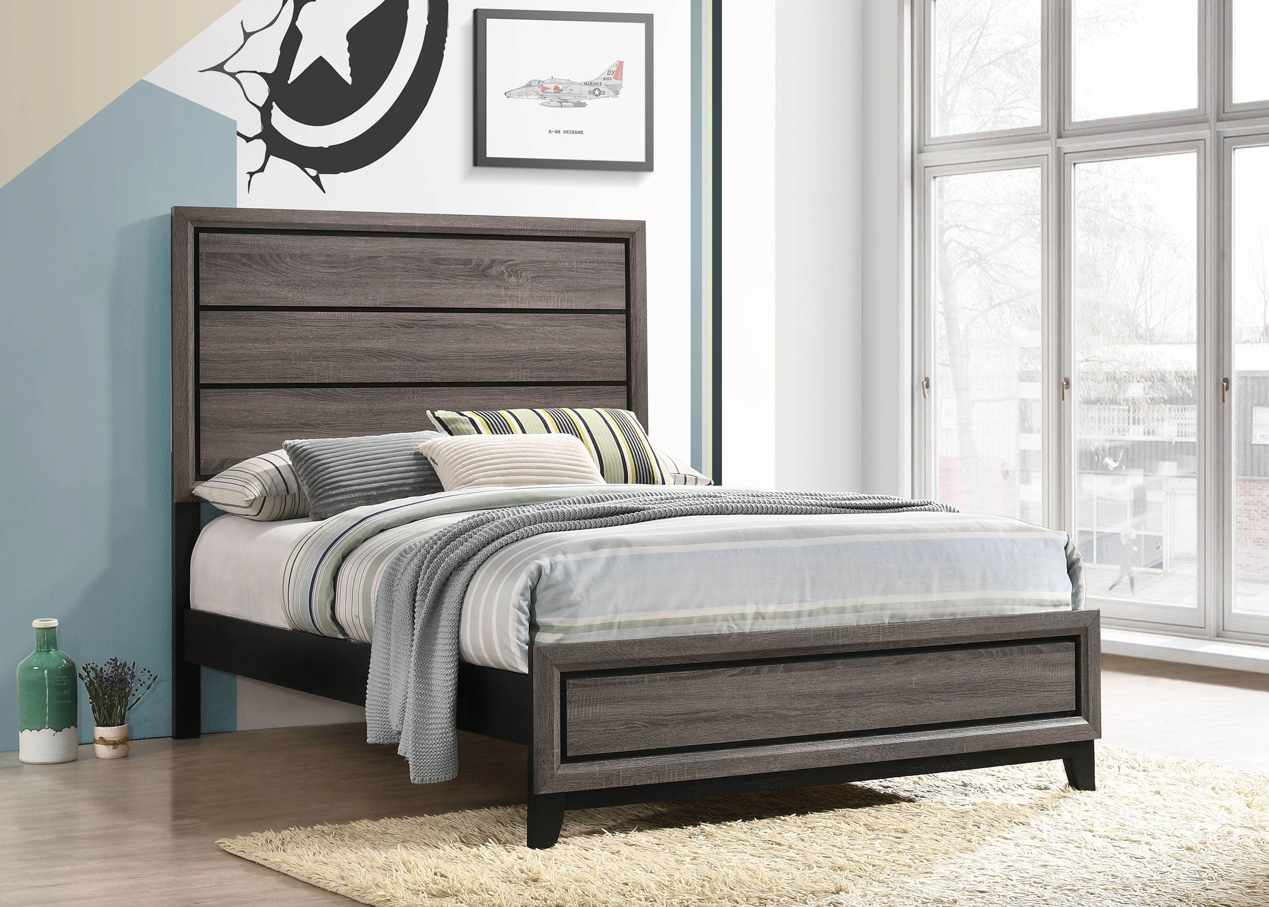 Watson Wood Full Panel Bed Grey Oak — view 2