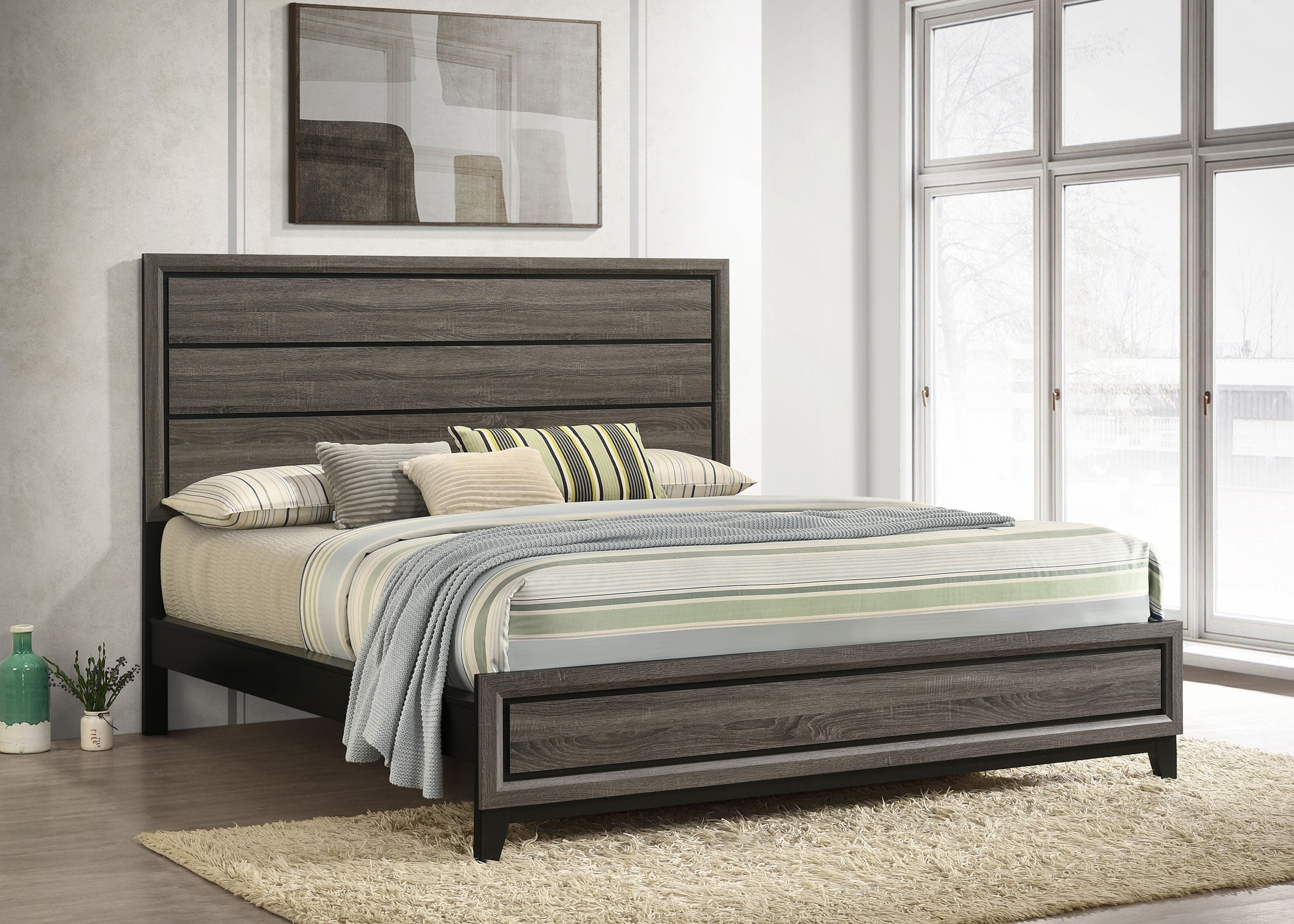 Watson Wood California King Panel Bed Grey Oak — view 2