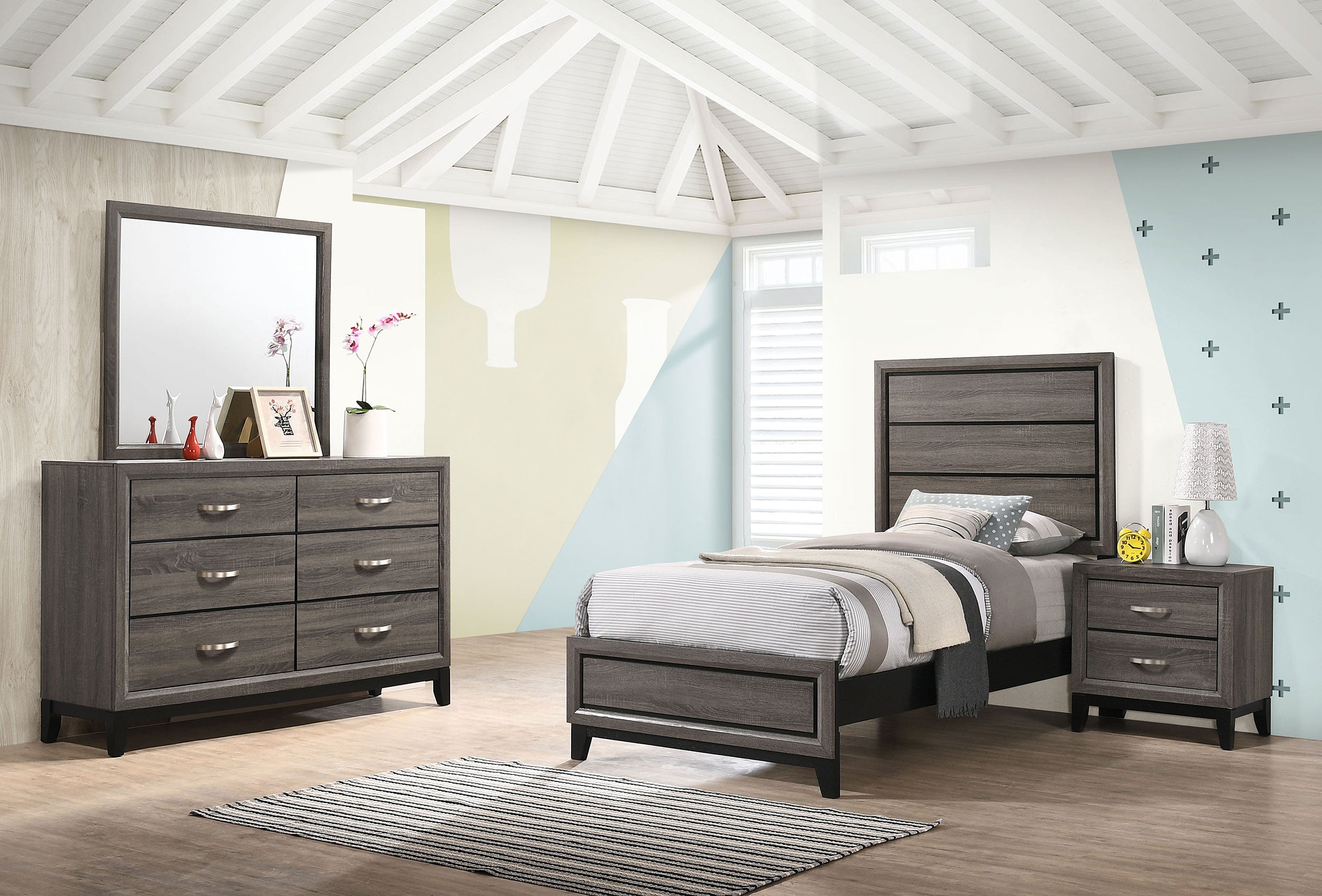 Watson Four-piece Twin Bedroom Set Grey Oak — view 1