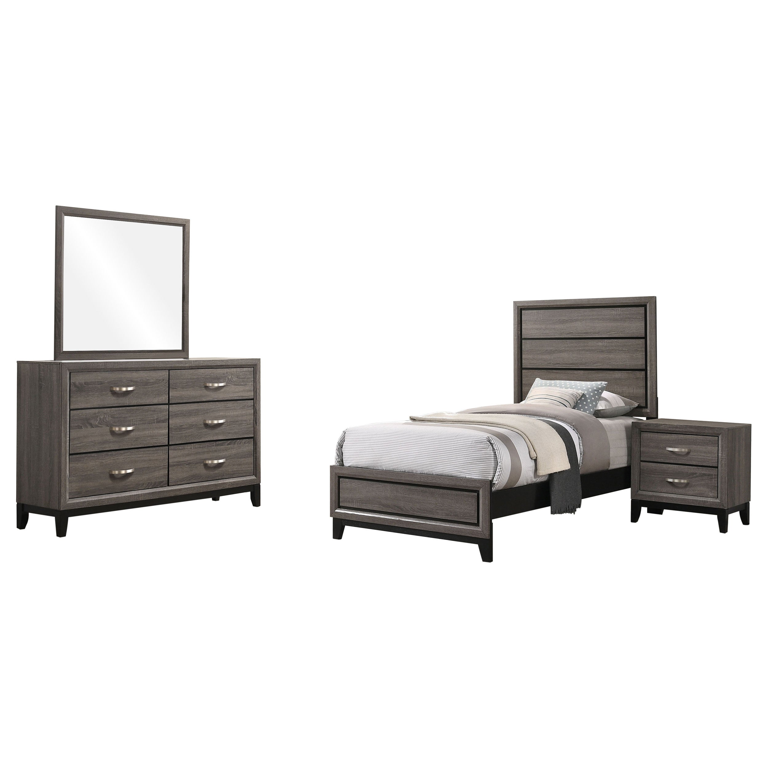 Watson Four-piece Twin Bedroom Set Grey Oak — view 2