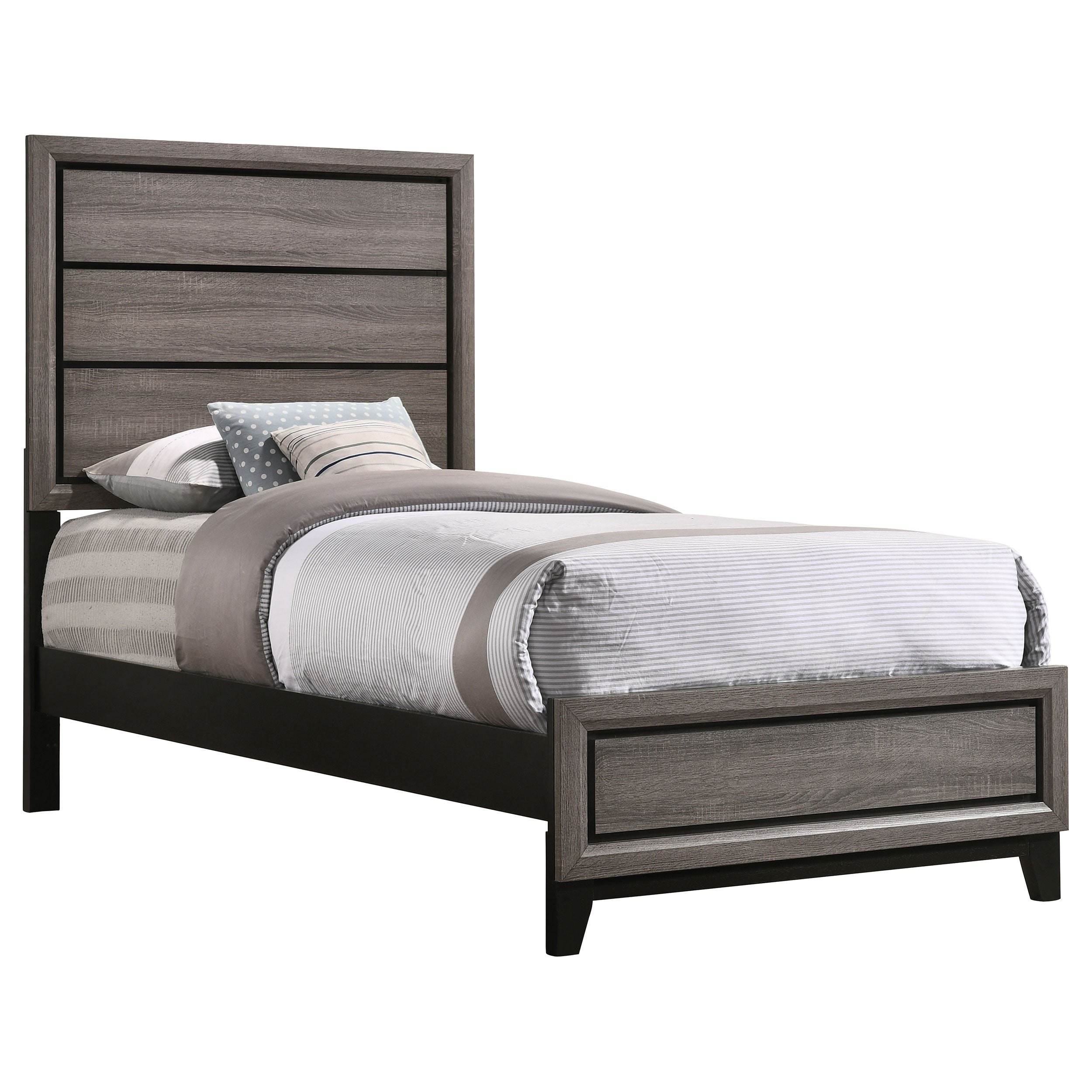 Watson Wood Twin Panel Bed Grey Oak — view 3