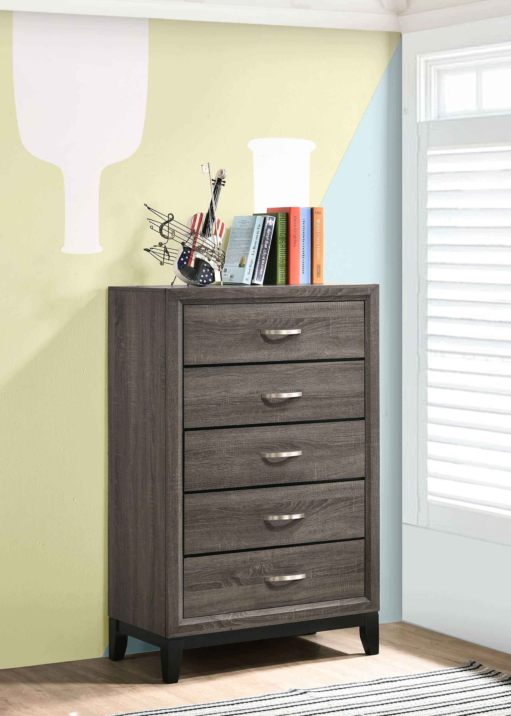 Watson 5-drawer Bedroom Chest Grey Oak — view 2