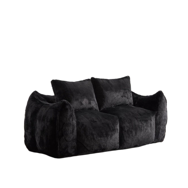 Giant Bean Bag Couch, Ultra Soft Fluffy Loveseat For Living Room Reading Chair With Pillows - Black