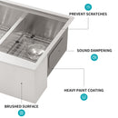 Double Bowl Farmhouse Sink Workstation 33" Stainless Steel 16 Gauge Apron Front - Black / Gray