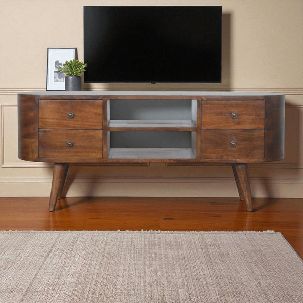 Solid Wood Rounded Entertainment Unit