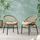 Outdoor Accent Chair With Curved Back And Basket Frame, (Set of 2) - Light Brown / Beige