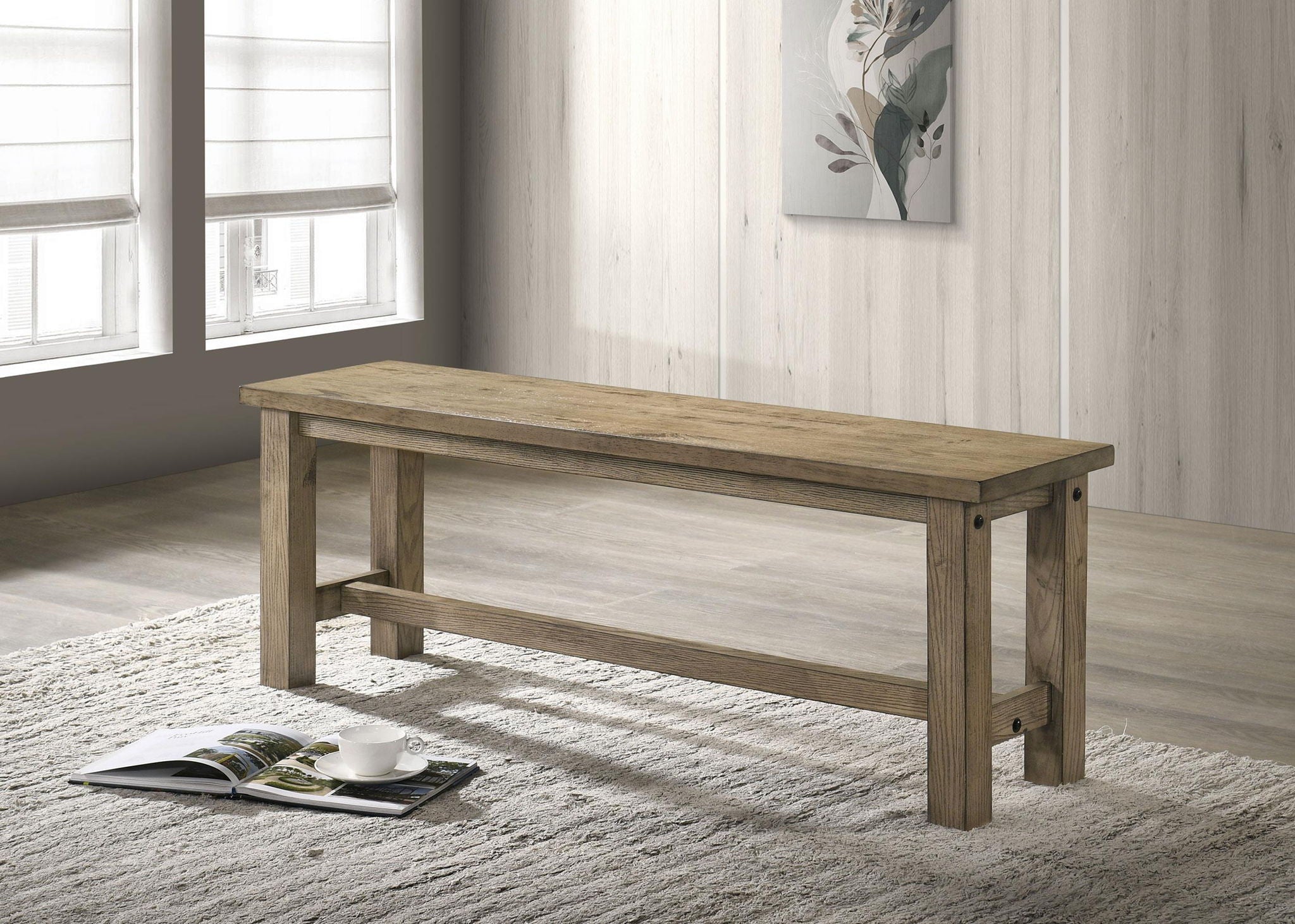 Cardova 51-inch Solid Wood Dining Bench Vineyard Oak