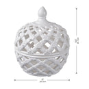 Ceramic Lidded Jar With Lattice Design - White