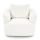 360° Swivel Barrel Sofa Chair With Throw Pillow, Chenille Upholstered Accent Chair