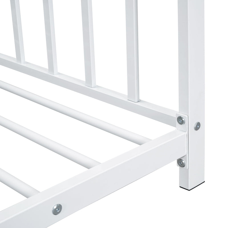 Twin Size Metal House Platform Bed - White