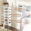7 Tier Square Rotating Shoe Rack Tower With 360° Spinning Organizer - White