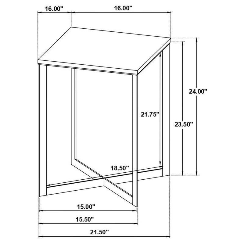 Tobin - Square Marble Top End Table - White And Black