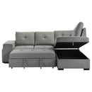 Roanne - Fabric Upholstered Sleeper Sectional Sofa - Gray