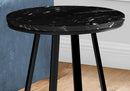 Accent Table, Side, Round Marble Look Contemporary & Modern - Black