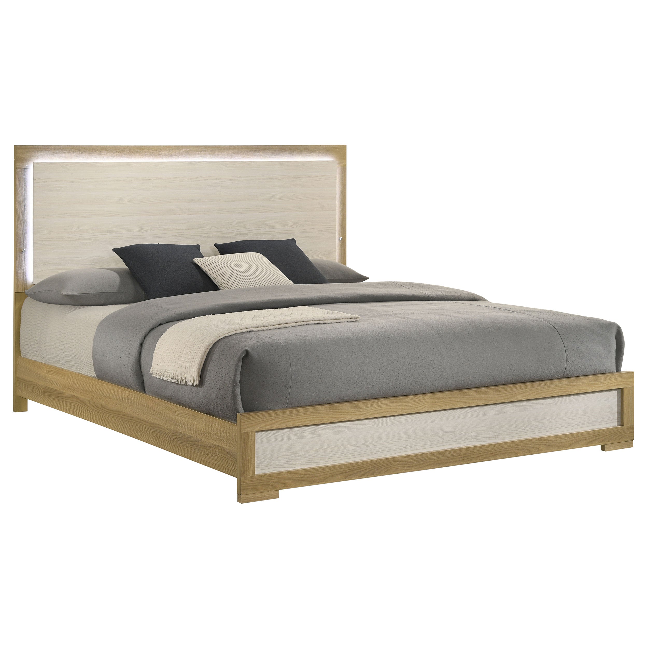 Hyland Eastern King Panel Bed LED Headboard Natural — view 3