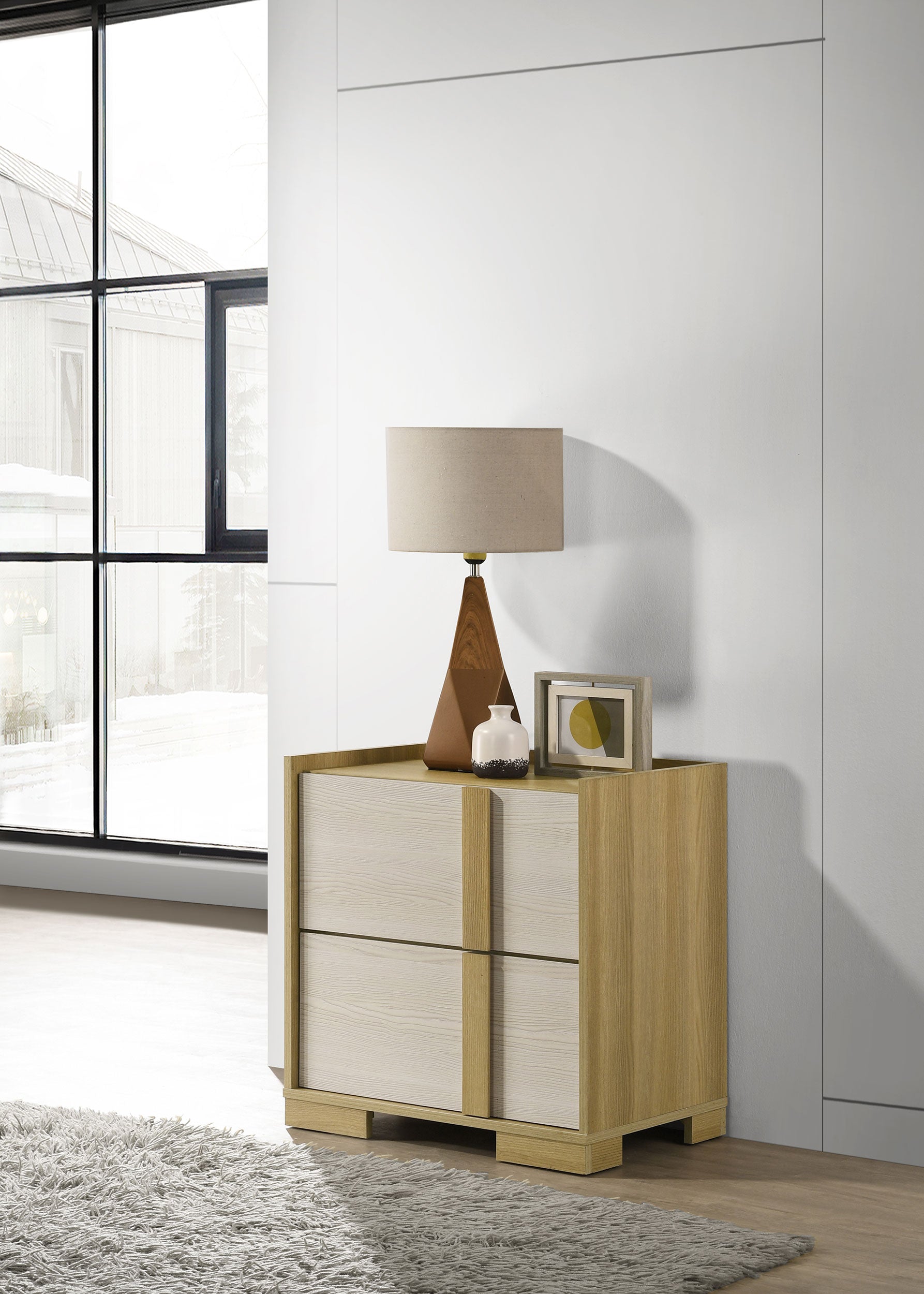 Hyland 2-drawer Nightstand Bedside Table Natural — view 2