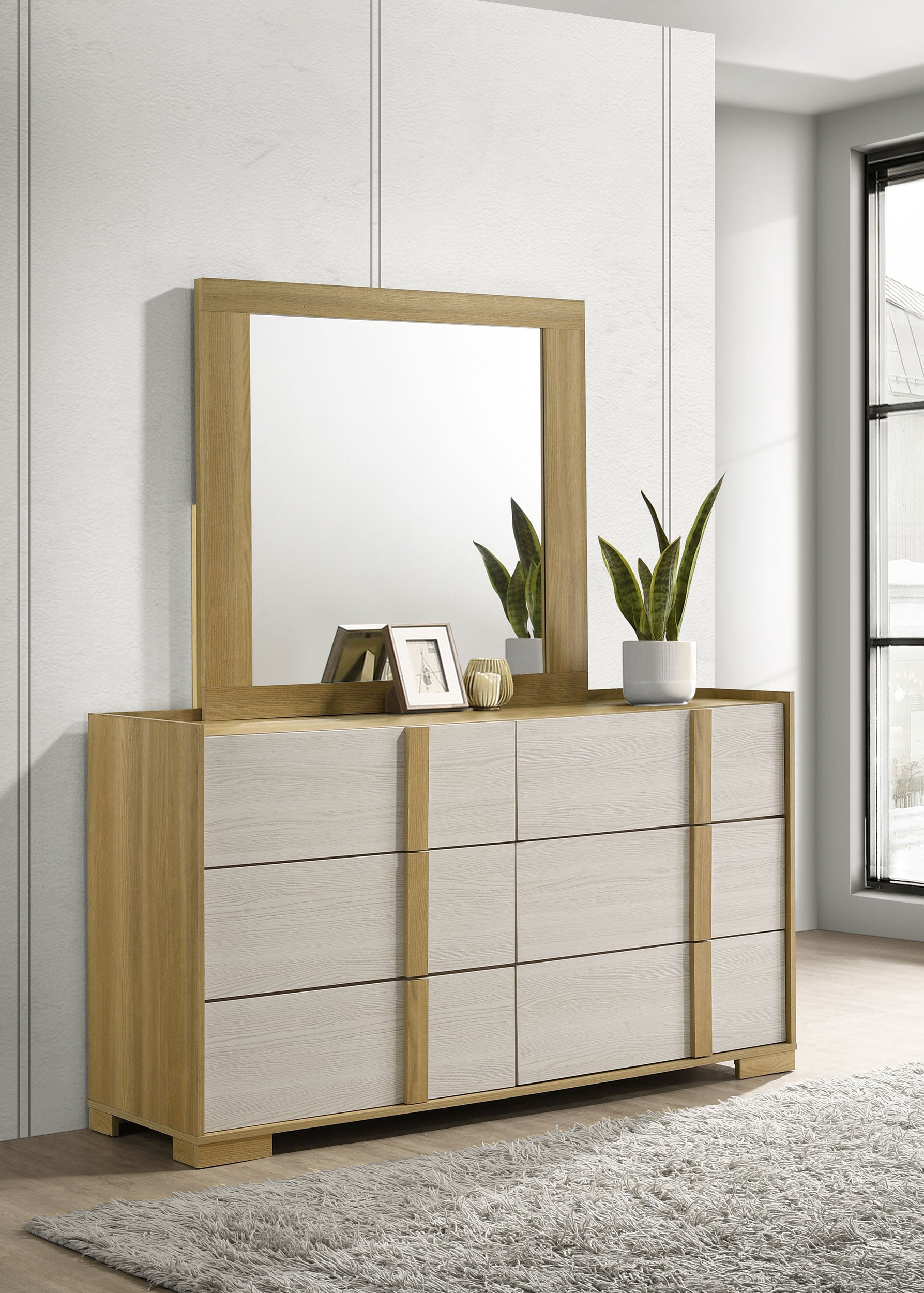 Hyland 6-drawer Dresser with Mirror Natural — view 2