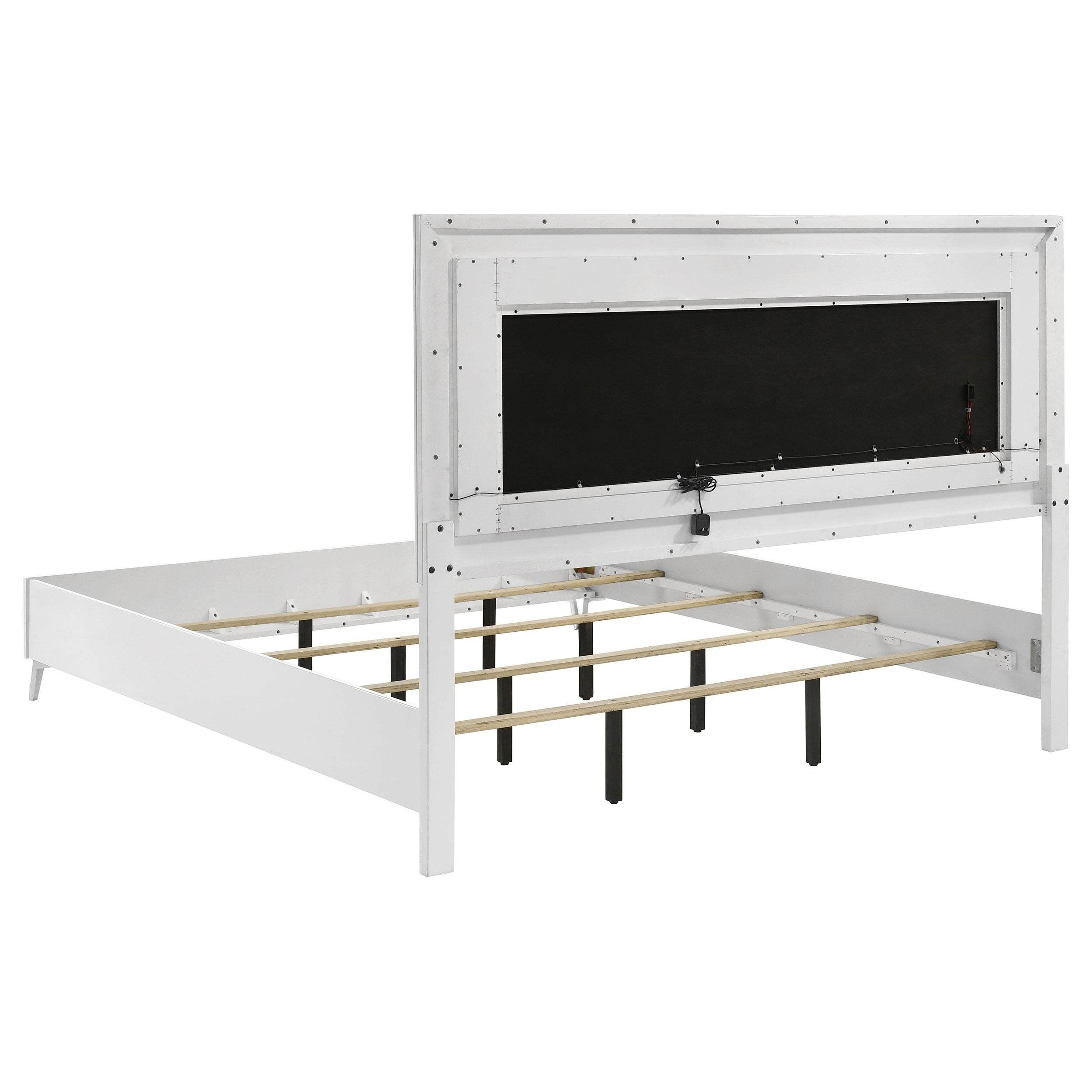 Cassia Eastern King LED Panel Bed White High Gloss — view 5