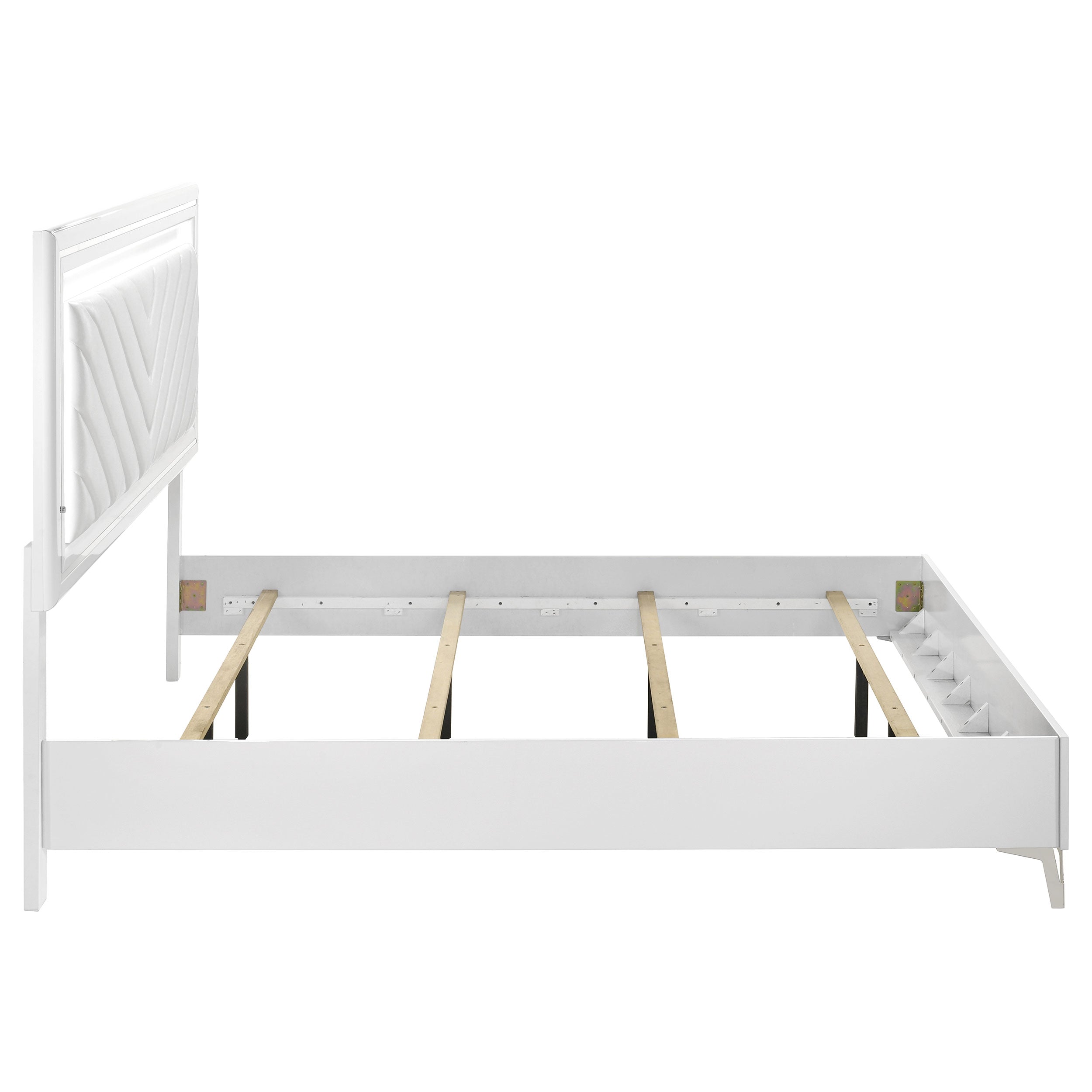 Cassia Eastern King LED Panel Bed White High Gloss — view 6