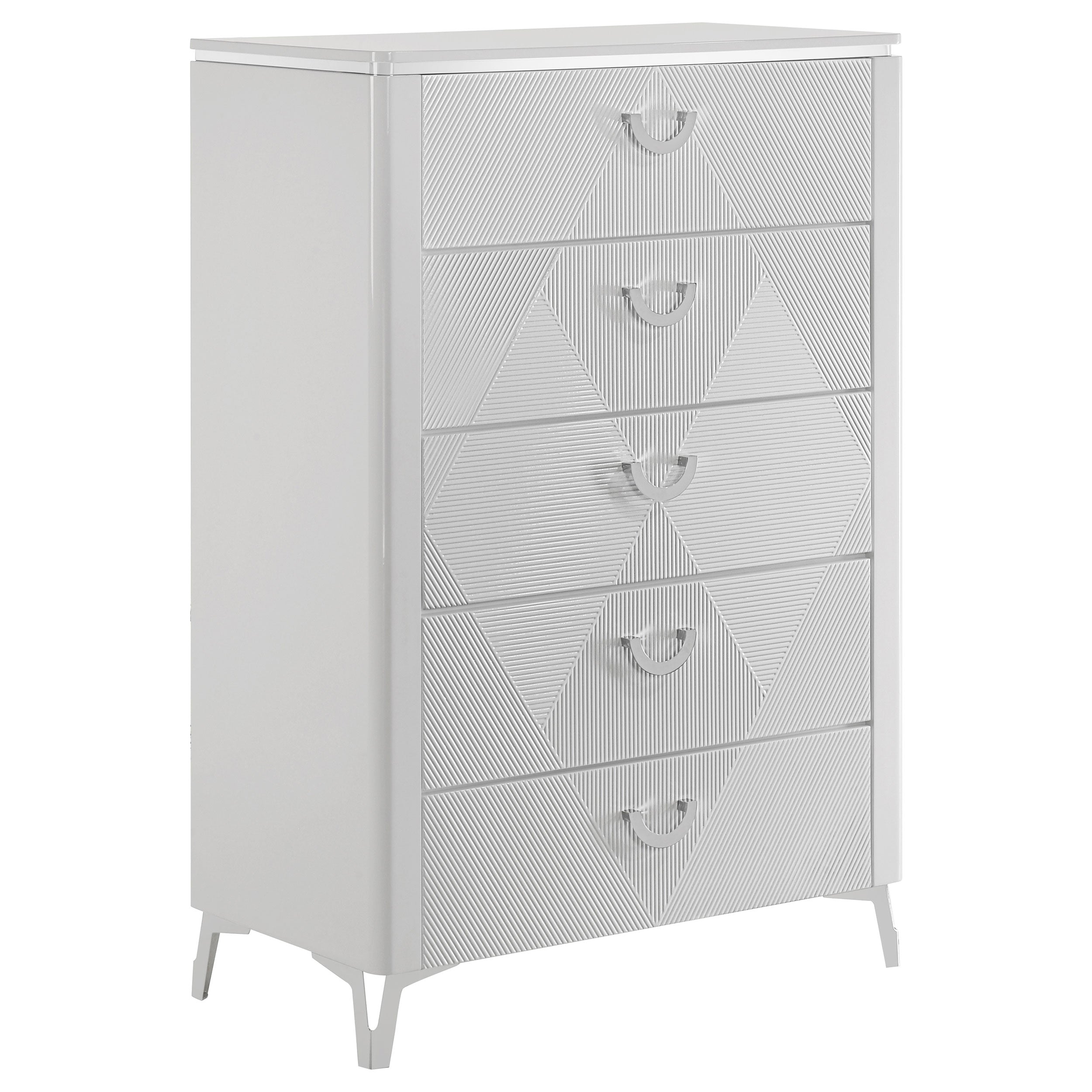 Cassia 5-piece Queen LED Bedroom Set White High Gloss — view 11