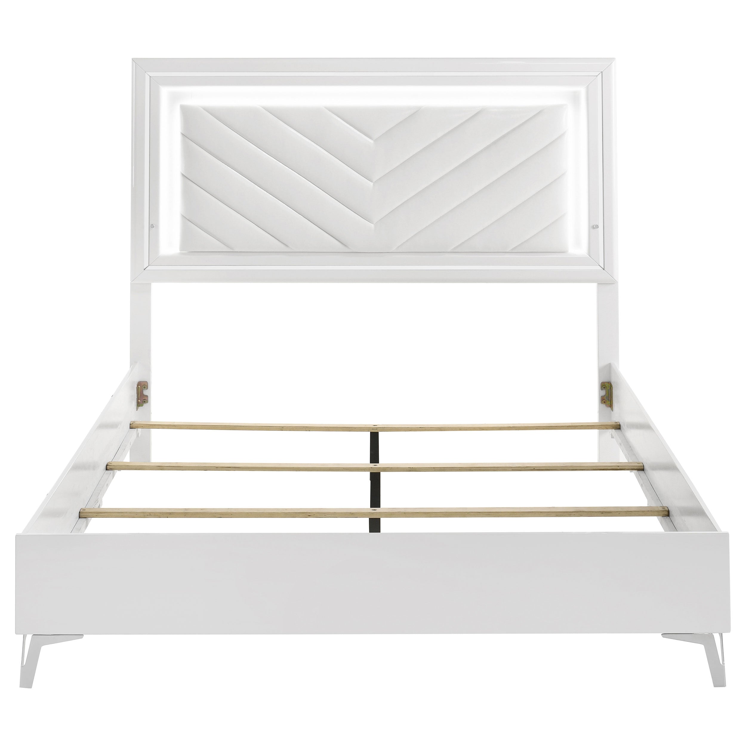 Cassia Queen LED Panel Bed White High Gloss — view 4