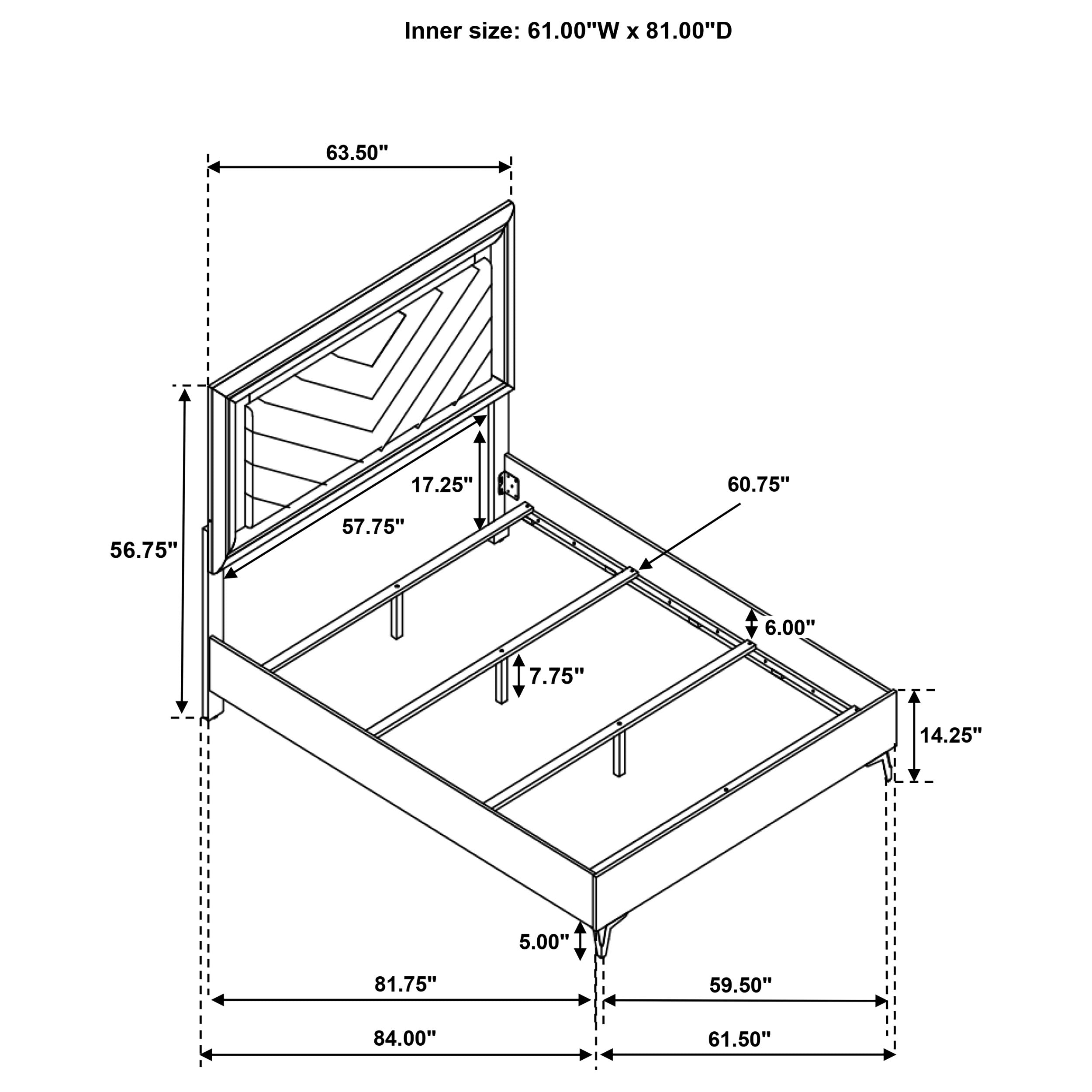 Cassia Queen LED Panel Bed White High Gloss — view 11