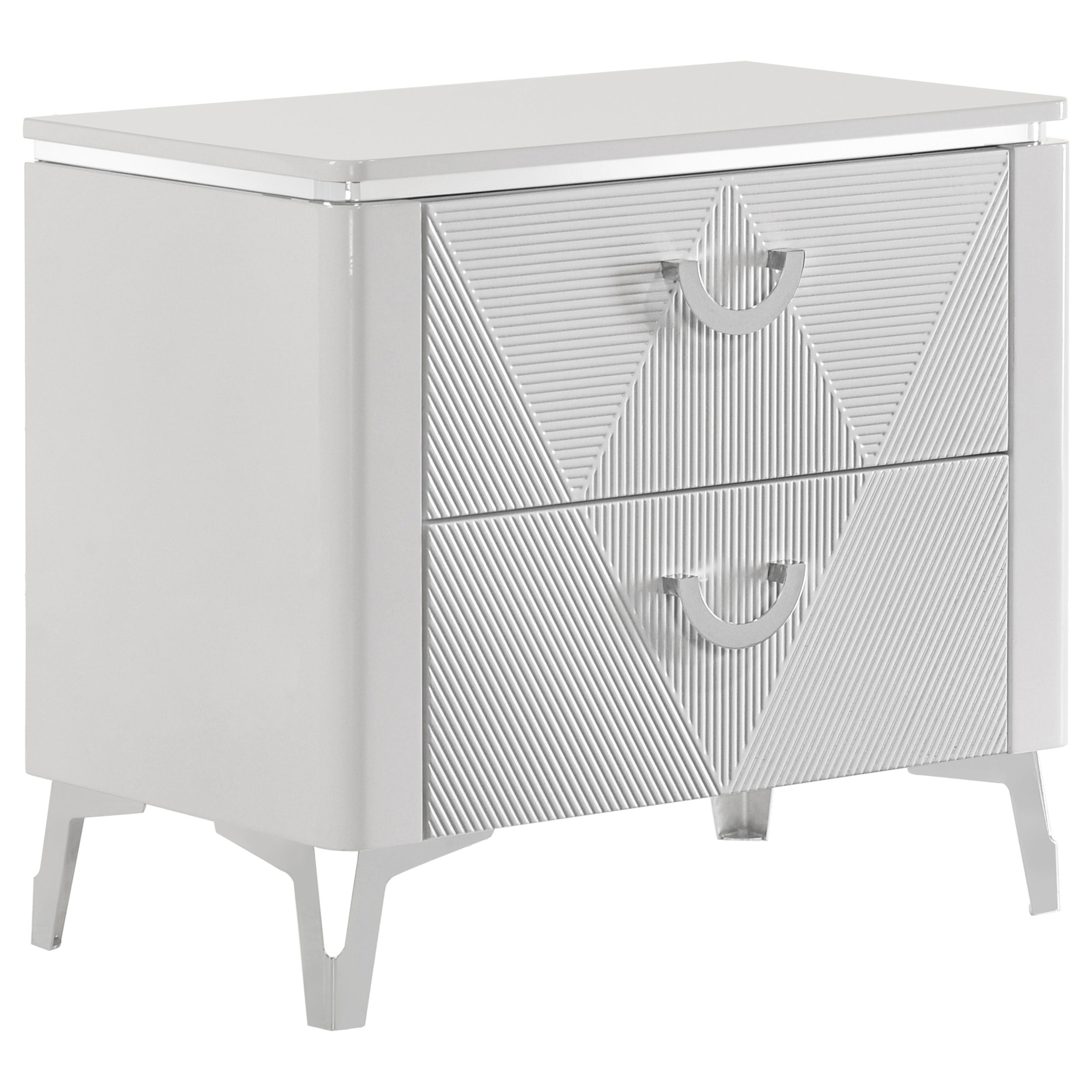 Cassia 2-drawer Nightstand Bedside Table White High Gloss — view 1