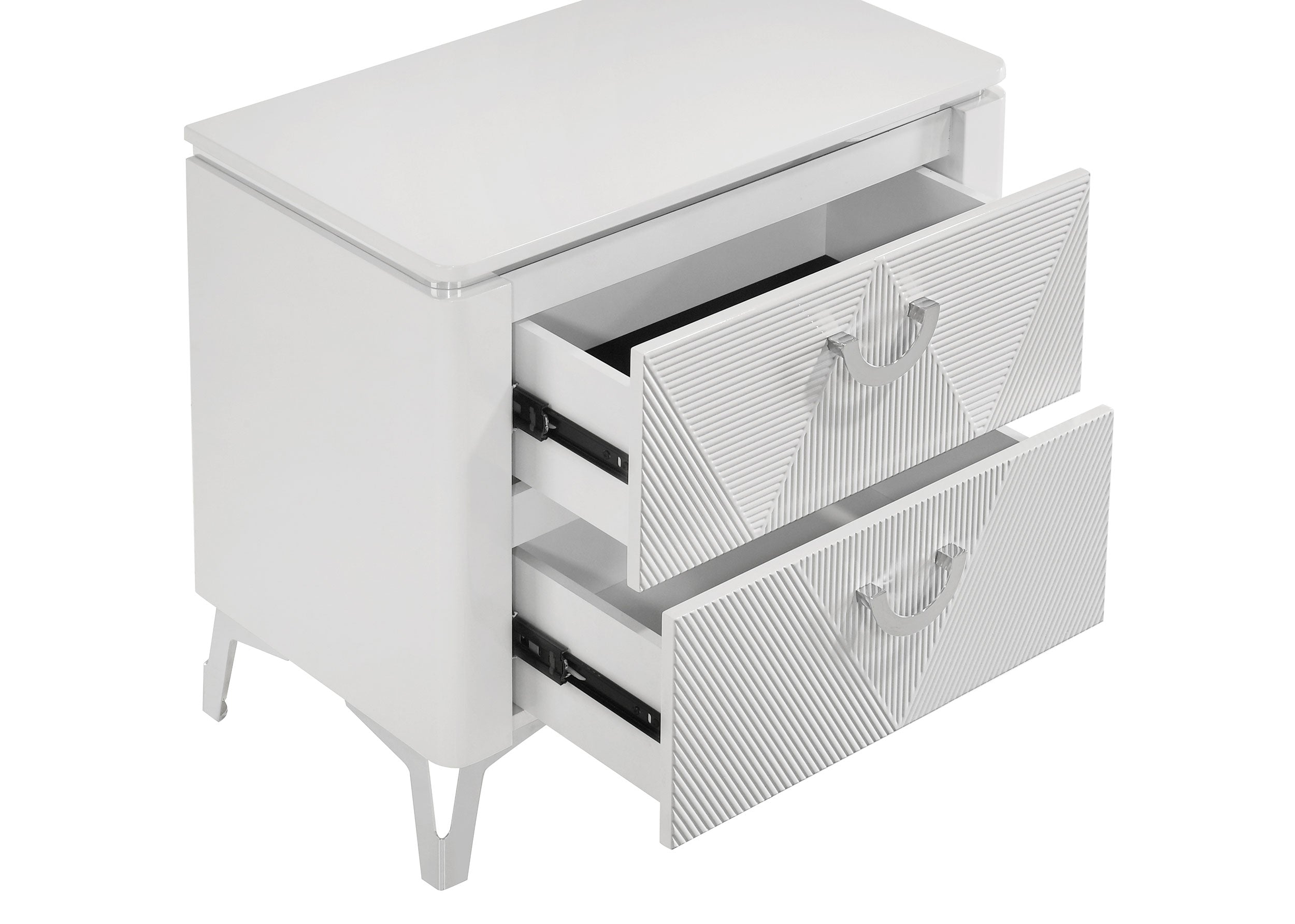 Cassia 2-drawer Nightstand Bedside Table White High Gloss — view 7