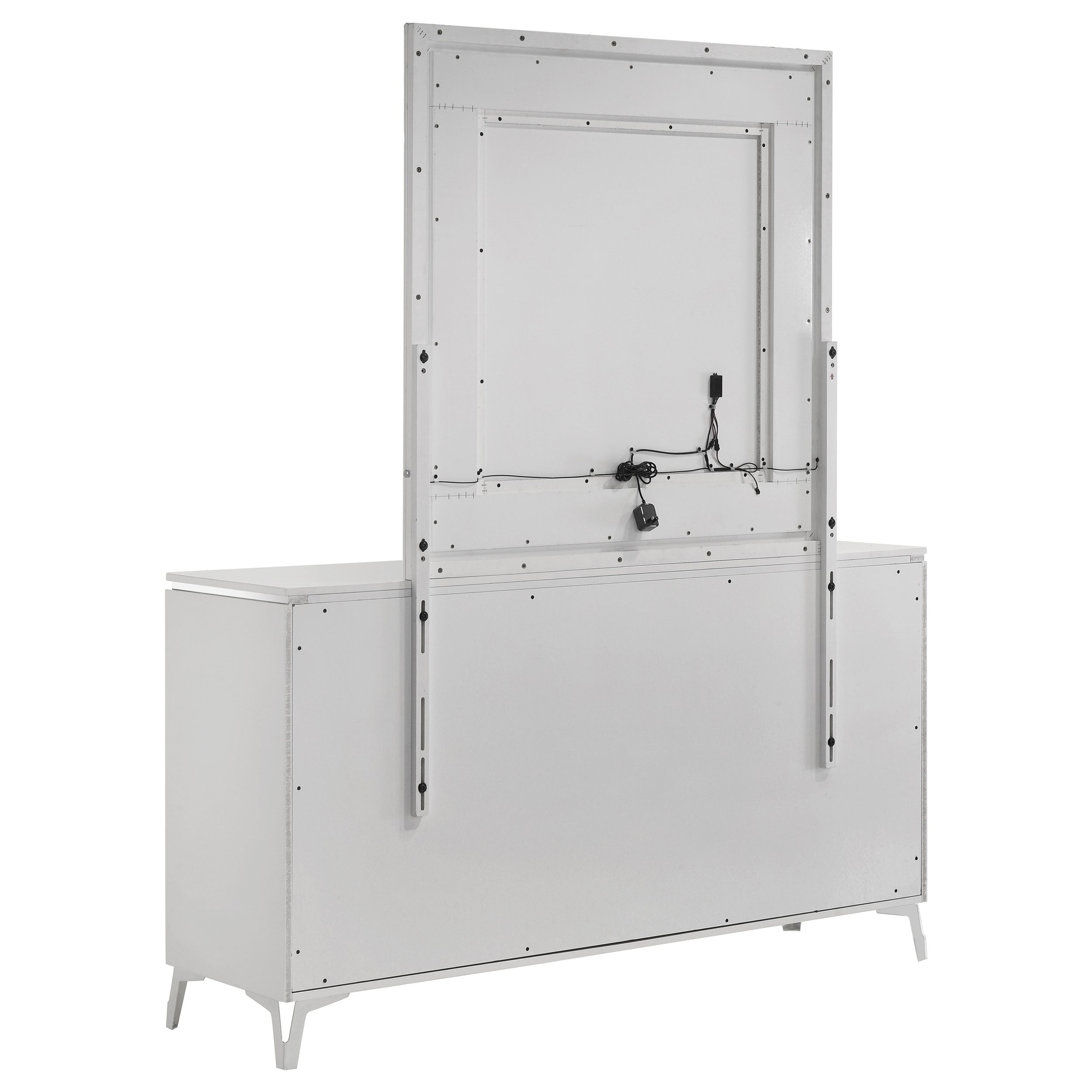 Cassia 6-drawer Dresser Cabinet with Mirror White High Gloss — view 4