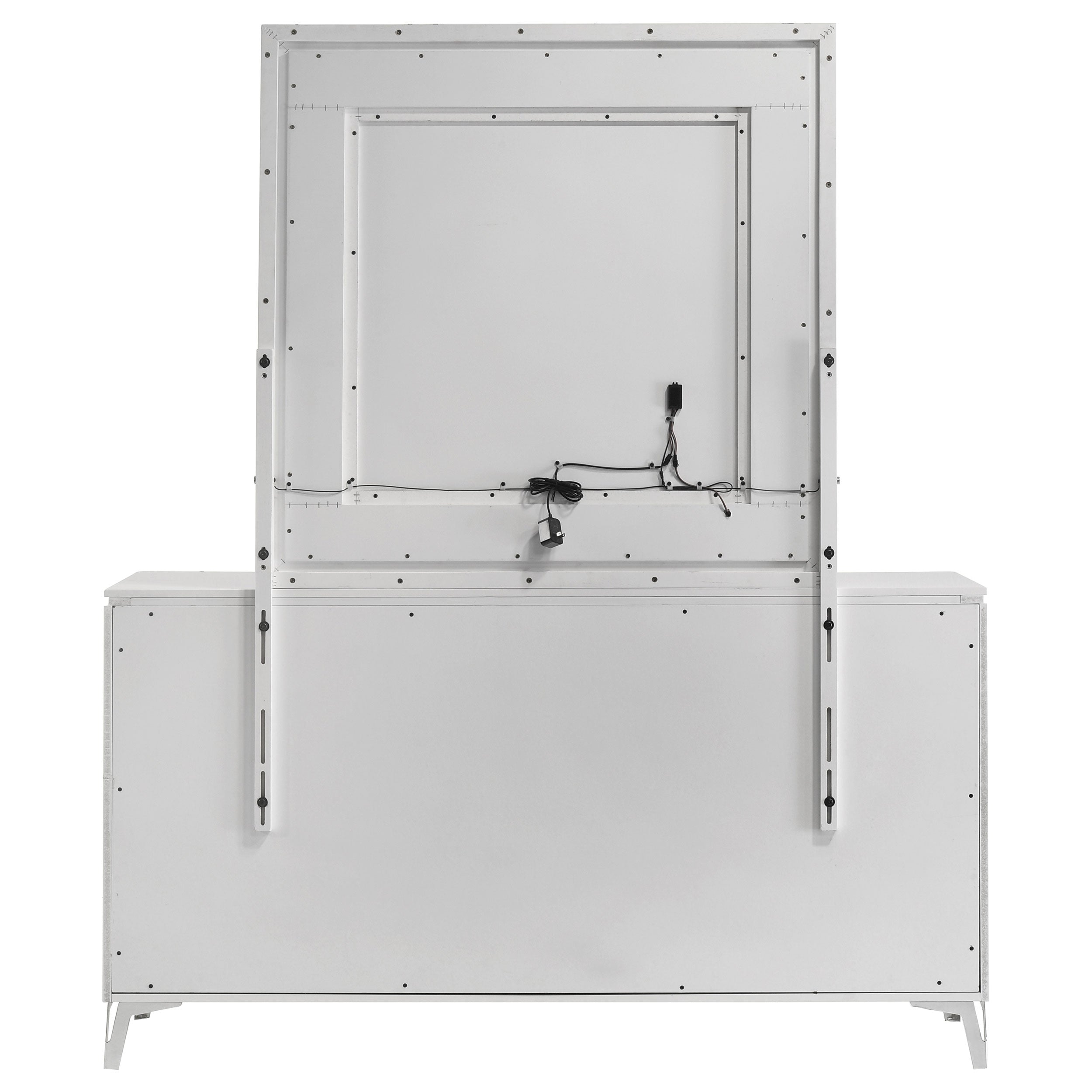 Cassia 6-drawer Dresser Cabinet with Mirror White High Gloss — view 5