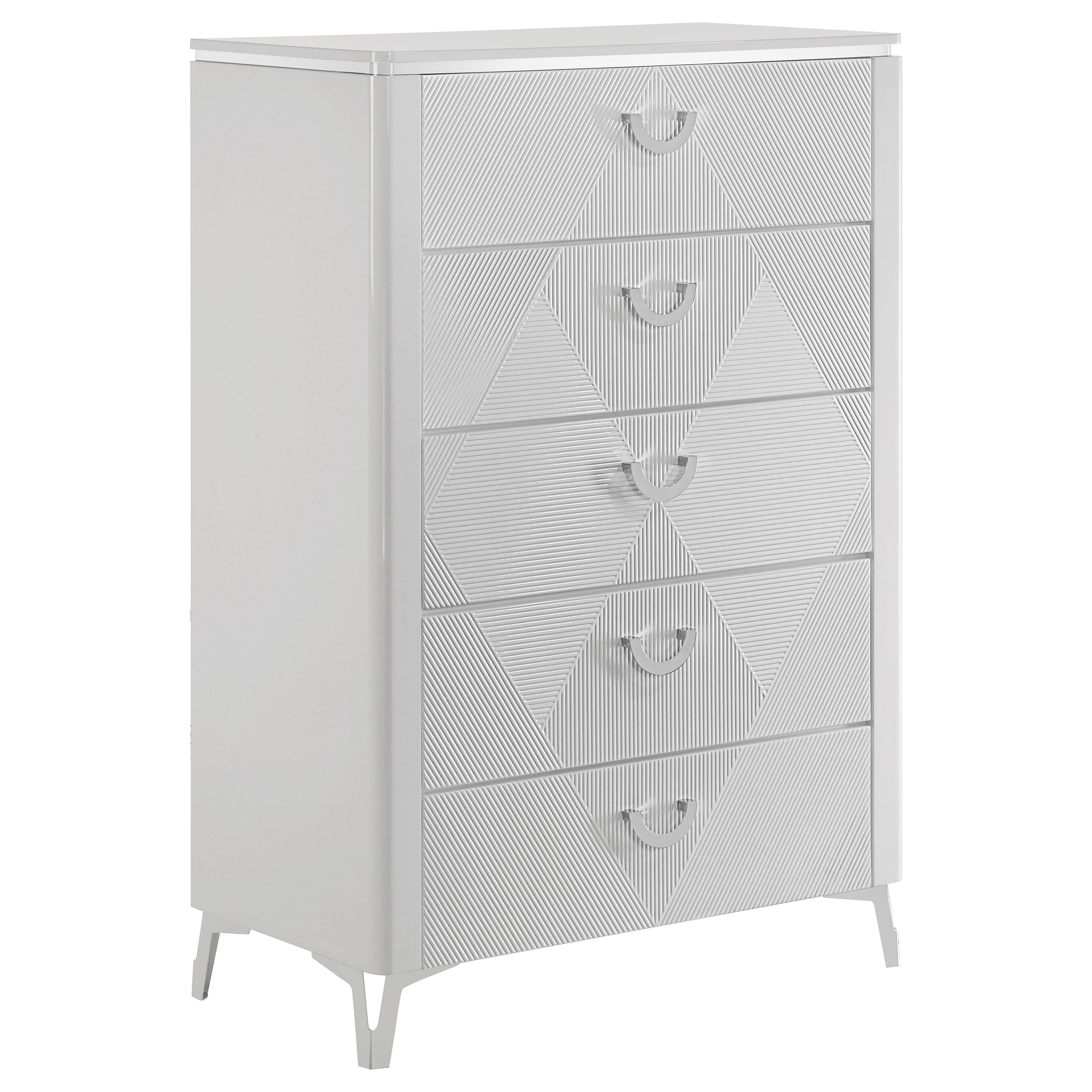 Cassia 5-drawer Bedroom Chest of Drawers White High Gloss — view 1