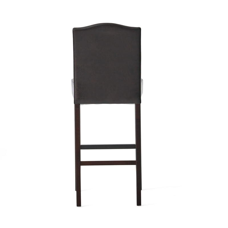 Bar Stools (Set of 2), Upholstered Barstools Armless, Rubber Wood Leg - Brown