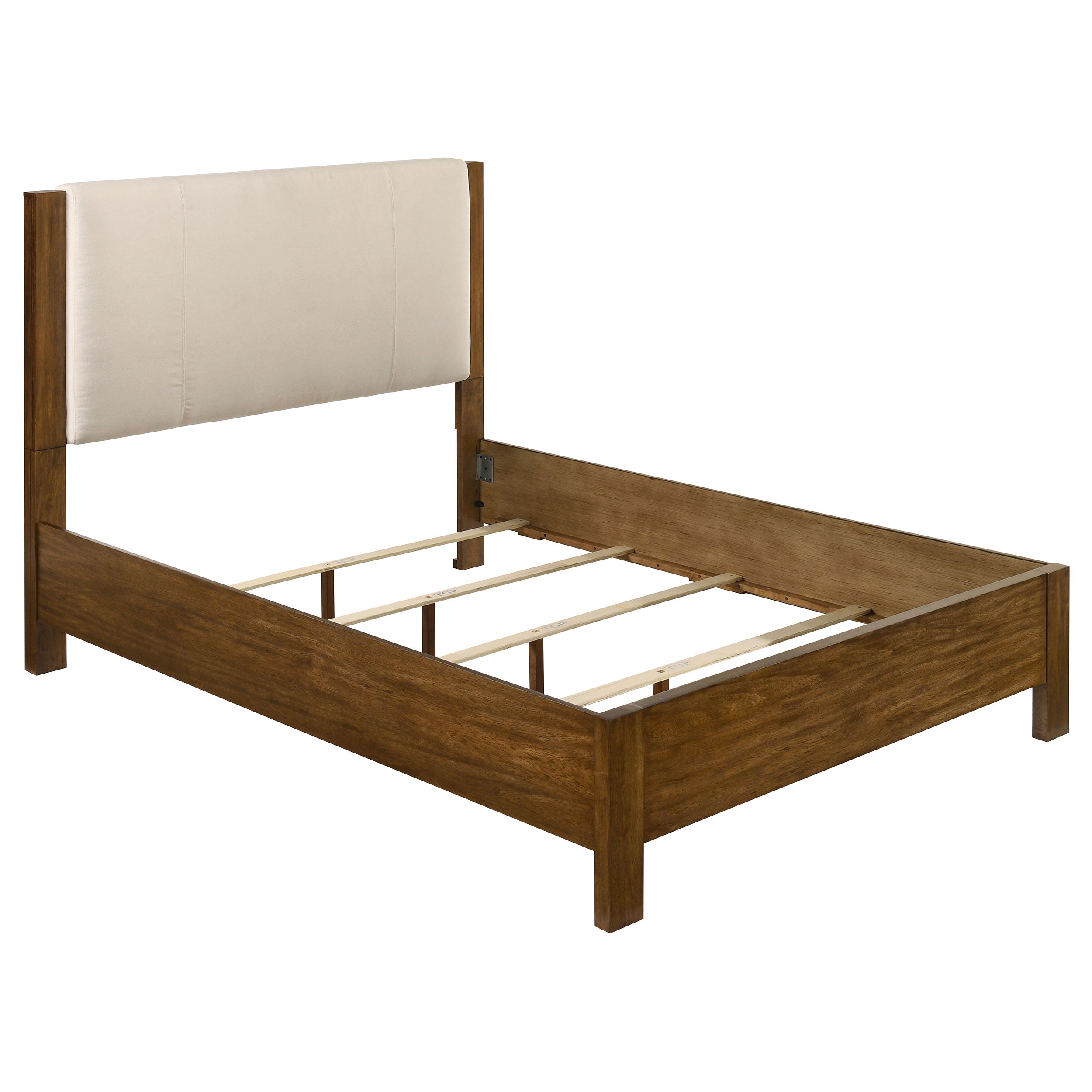 Adderley Queen Wood Panel Bed Cream and Warm Brown — view 1