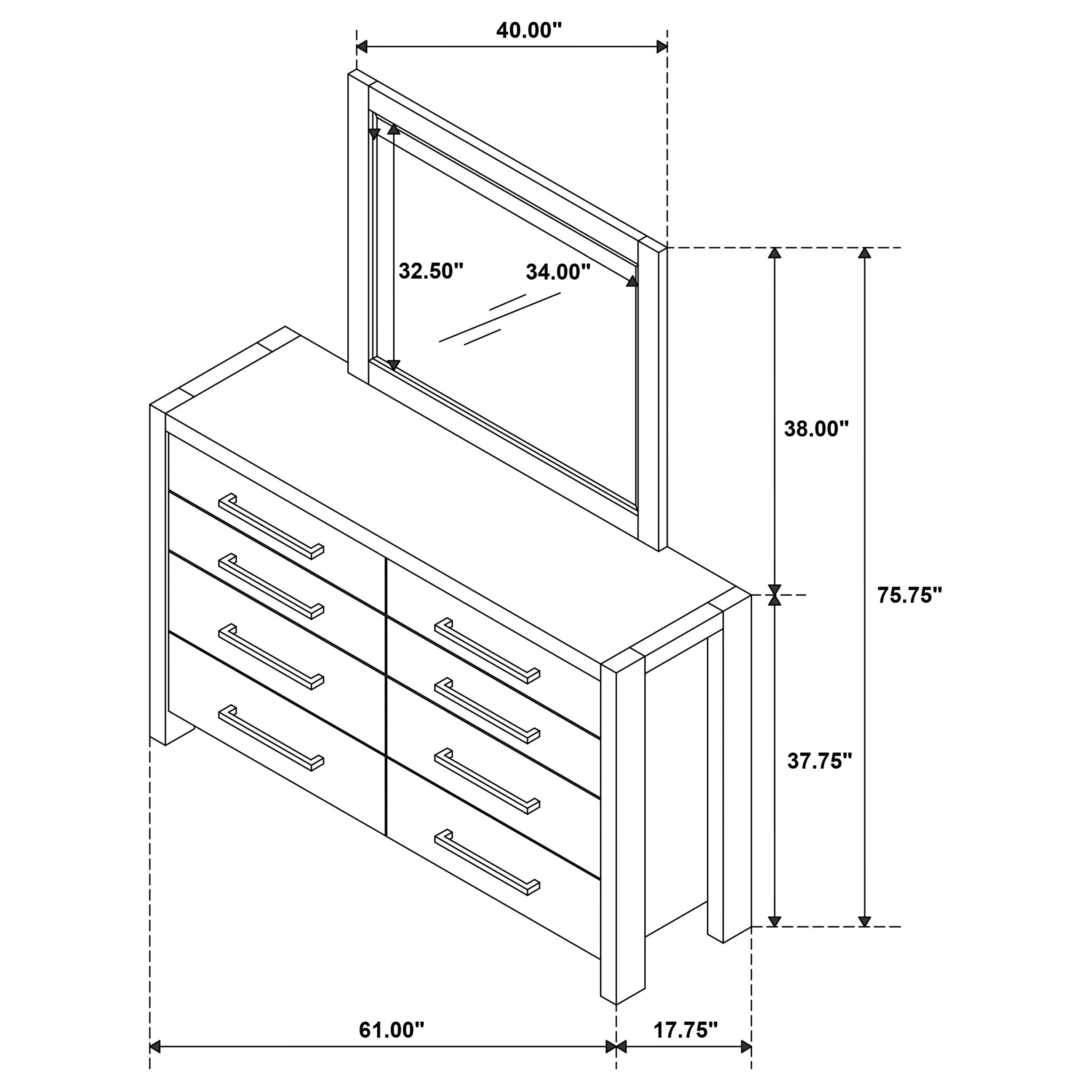 Adderley 8-drawer Bedroom Dresser and Mirror Warm Brown — view 13