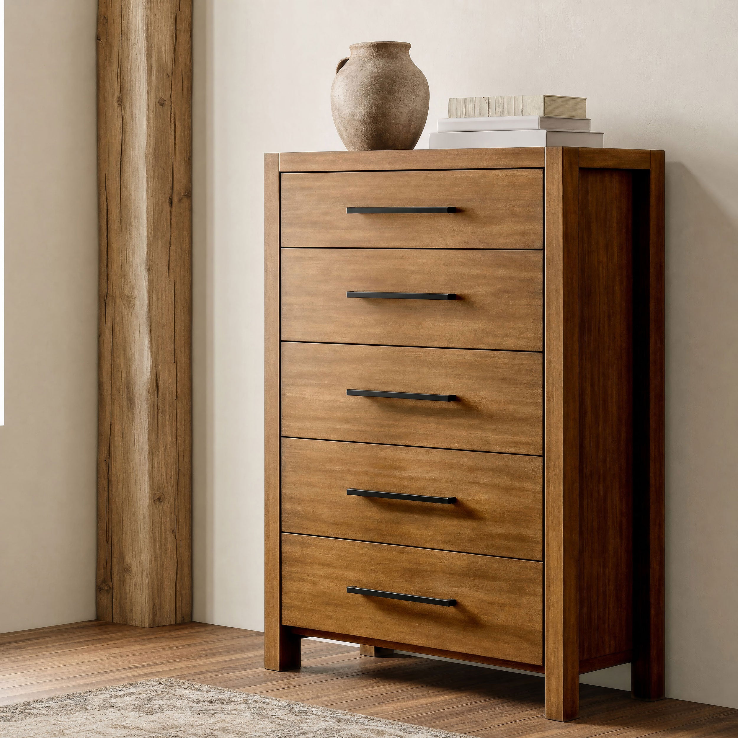 Adderley 5-drawer Bedroom Chest of Drawers Warm Brown — view 2