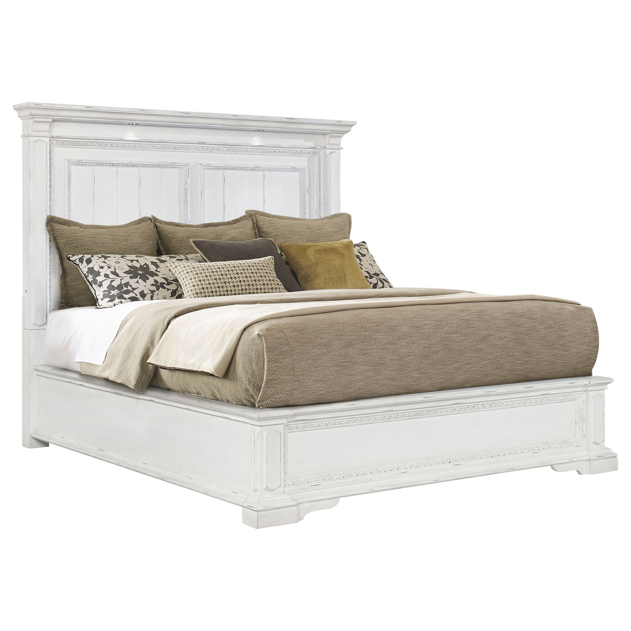 McKinney California King LED Light Panel Bed Vintage White — view 3