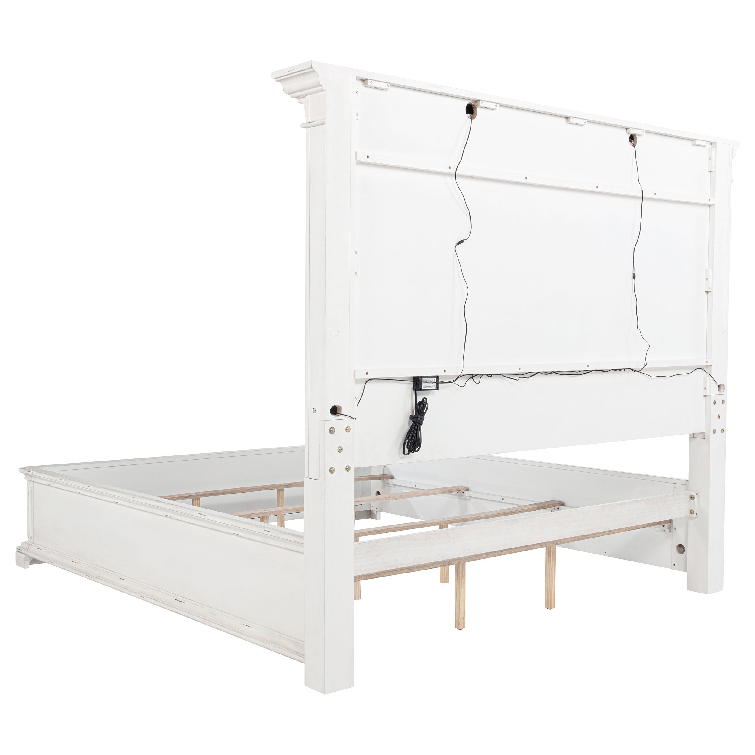 McKinney Queen LED Light Panel Bed Vintage White — view 5