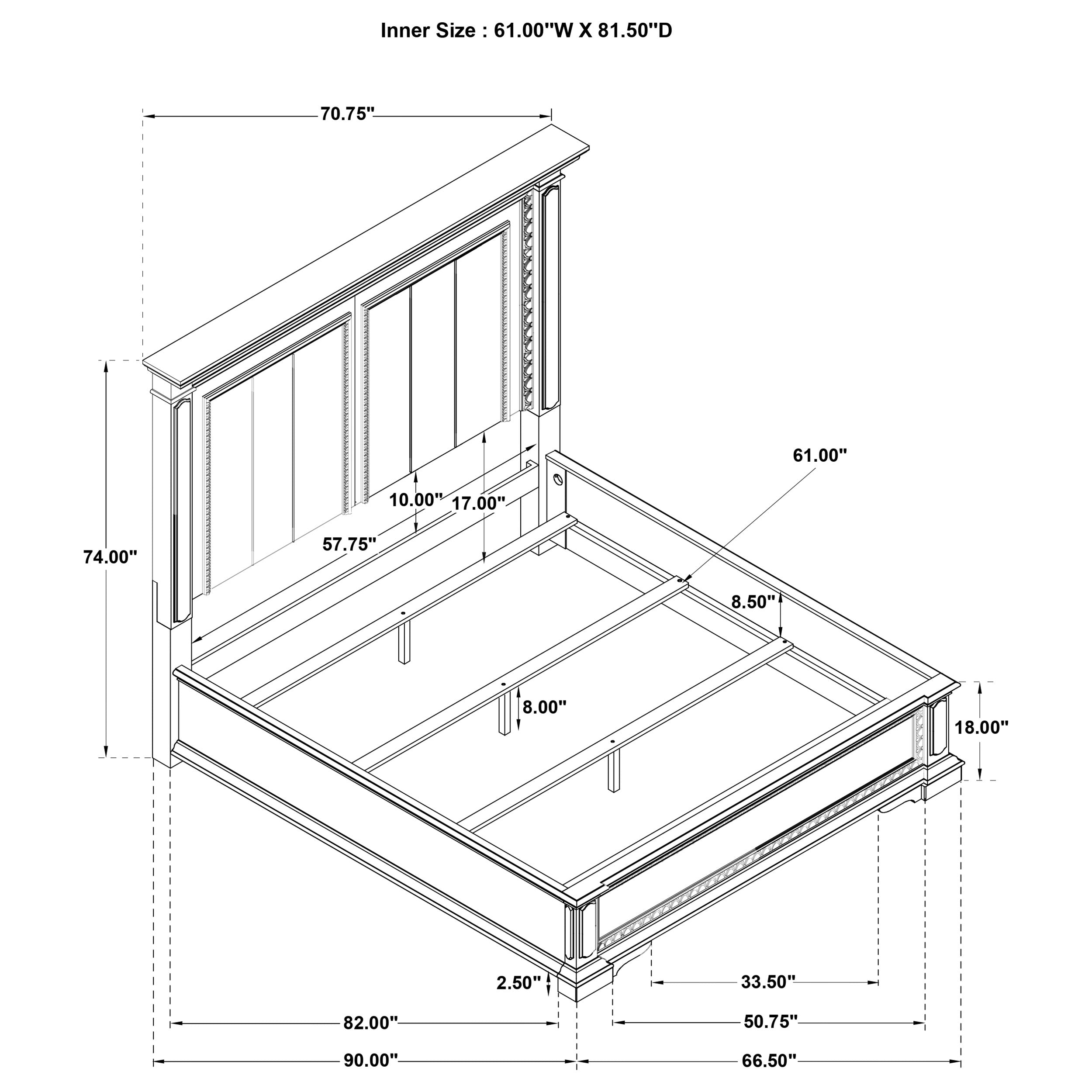 McKinney Queen LED Light Panel Bed Vintage White — view 11