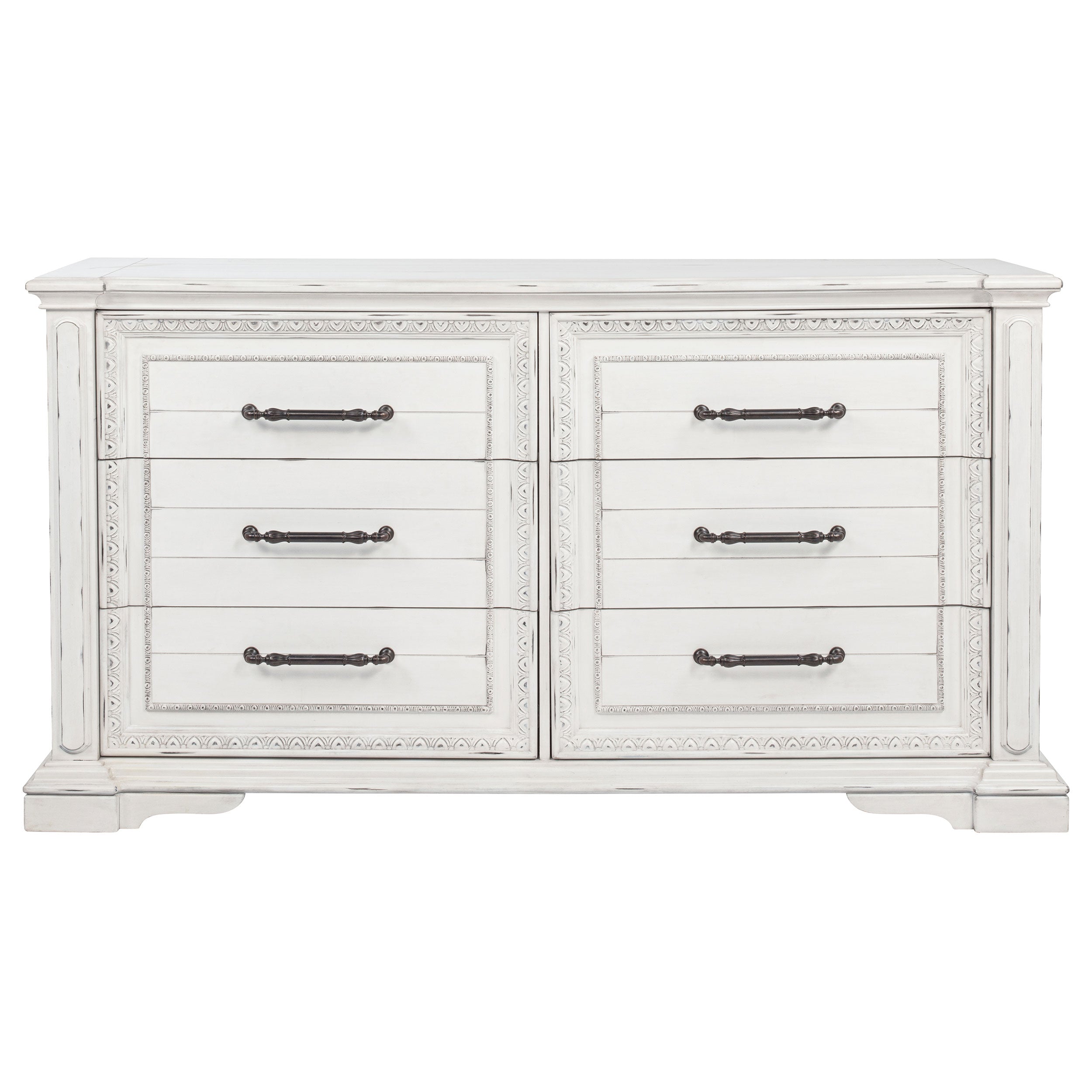 McKinney 6-drawer Bedroom Dresser Cabinet Vintage White — view 3