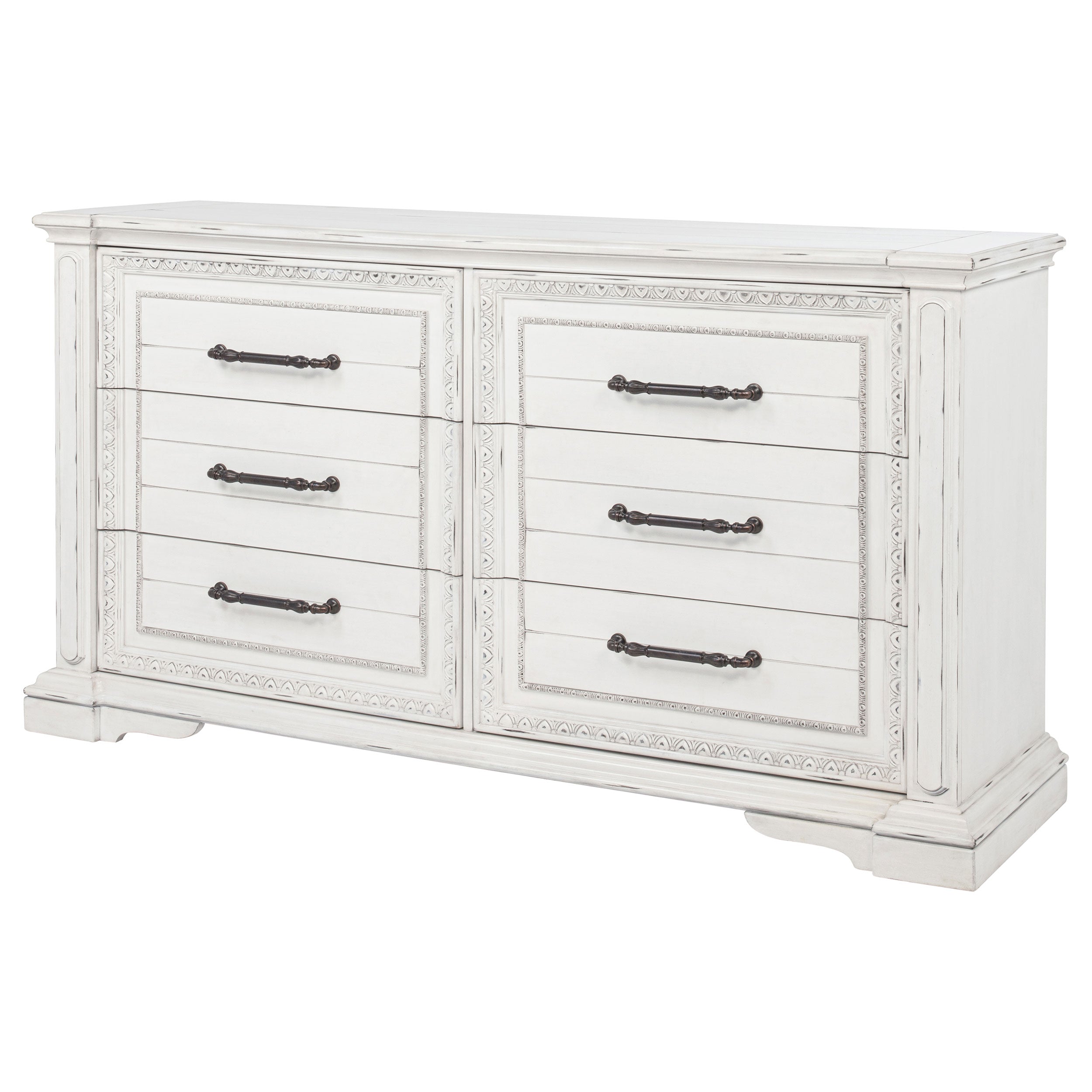 McKinney 6-drawer Bedroom Dresser Cabinet Vintage White — view 4