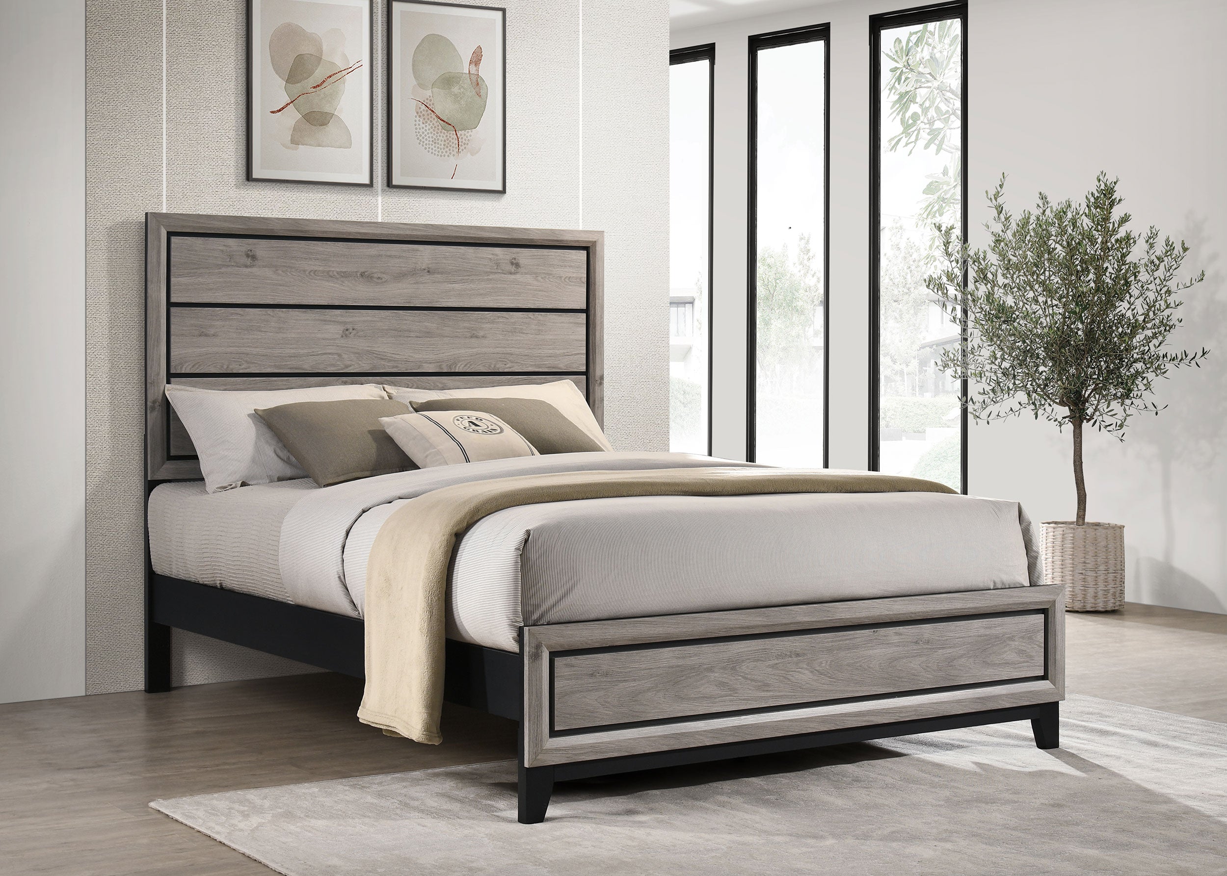 Watson Wood Queen Panel Bed Light Taupe — view 2