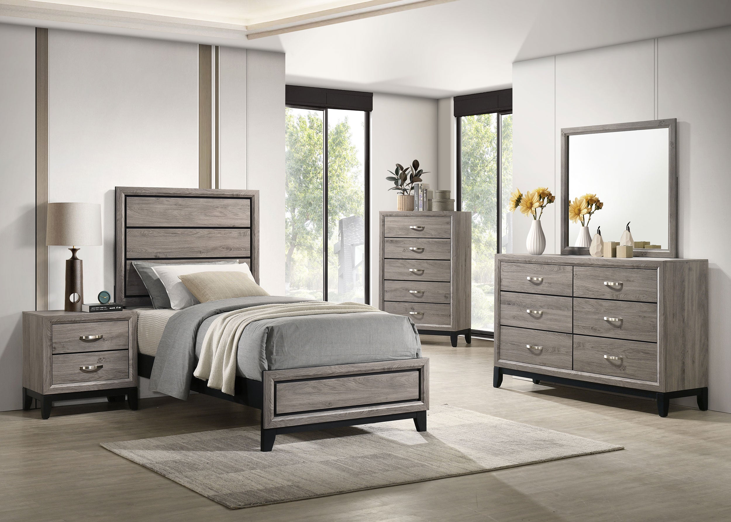 Watson Five-piece Twin Bedroom Set Light Taupe — view 1