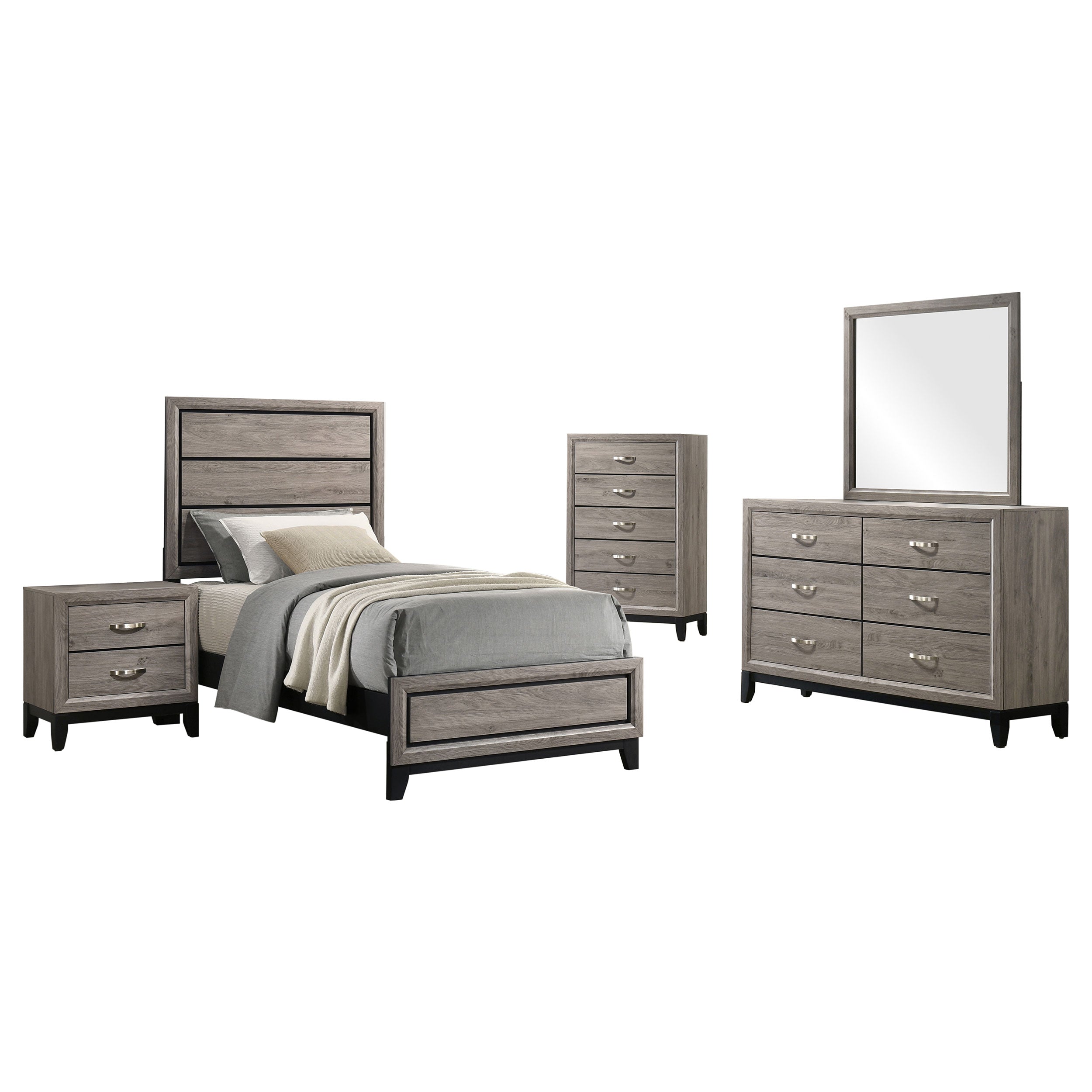 Watson Five-piece Twin Bedroom Set Light Taupe — view 2