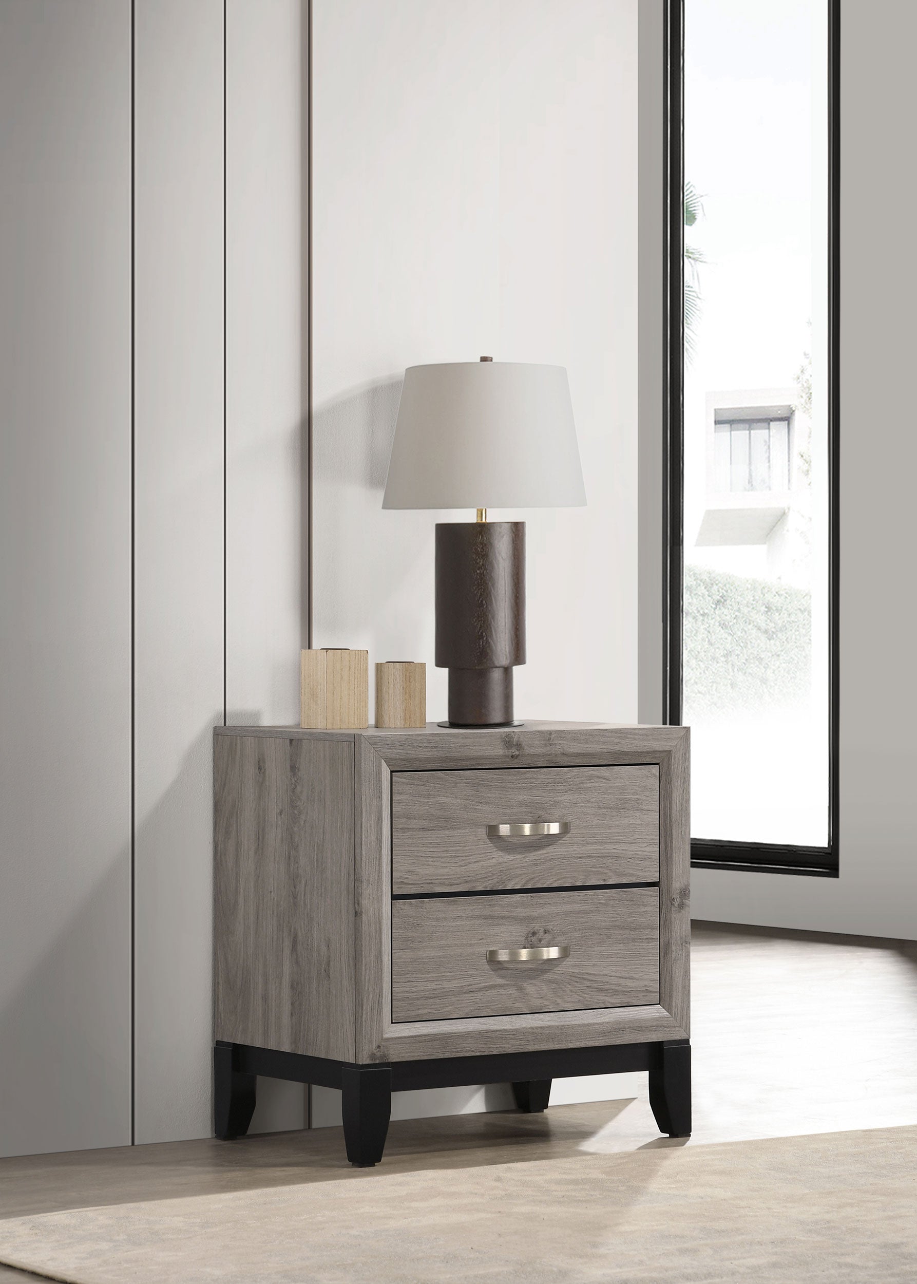 Watson 2-drawer Nightstand Bedside Table Light Taupe — view 2