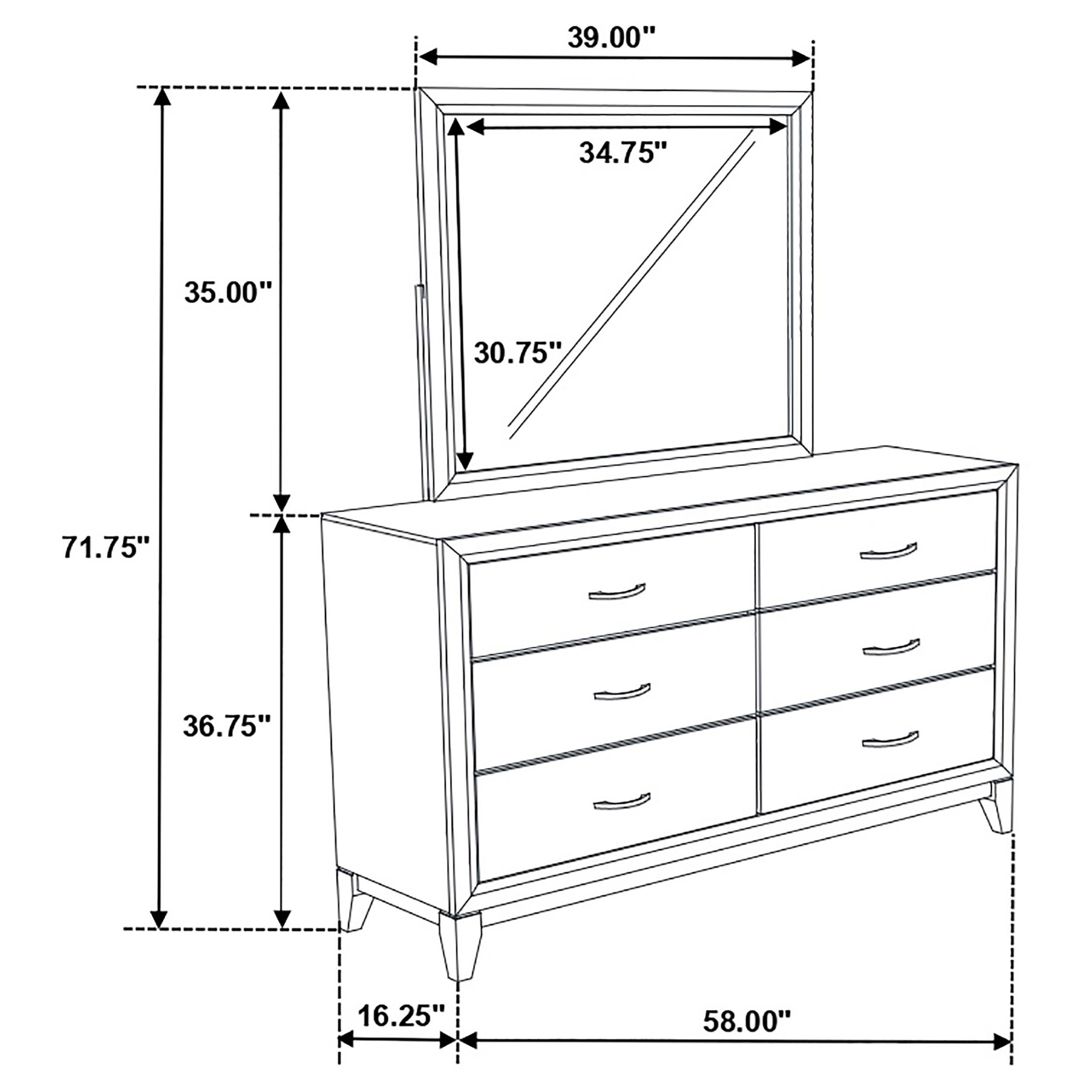 Watson 6-drawer Bedroom Dresser and Mirror Light Taupe — view 13