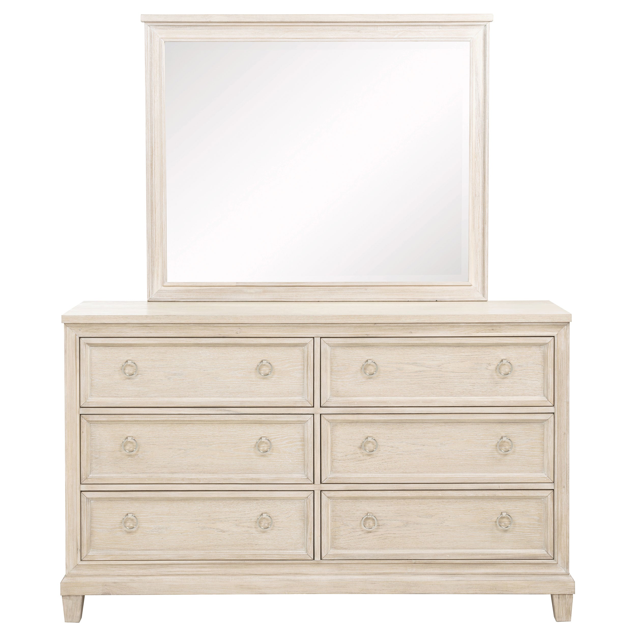 Pembroke 6-drawer Bedroom Dresser with Mirror Washed Oak — view 3