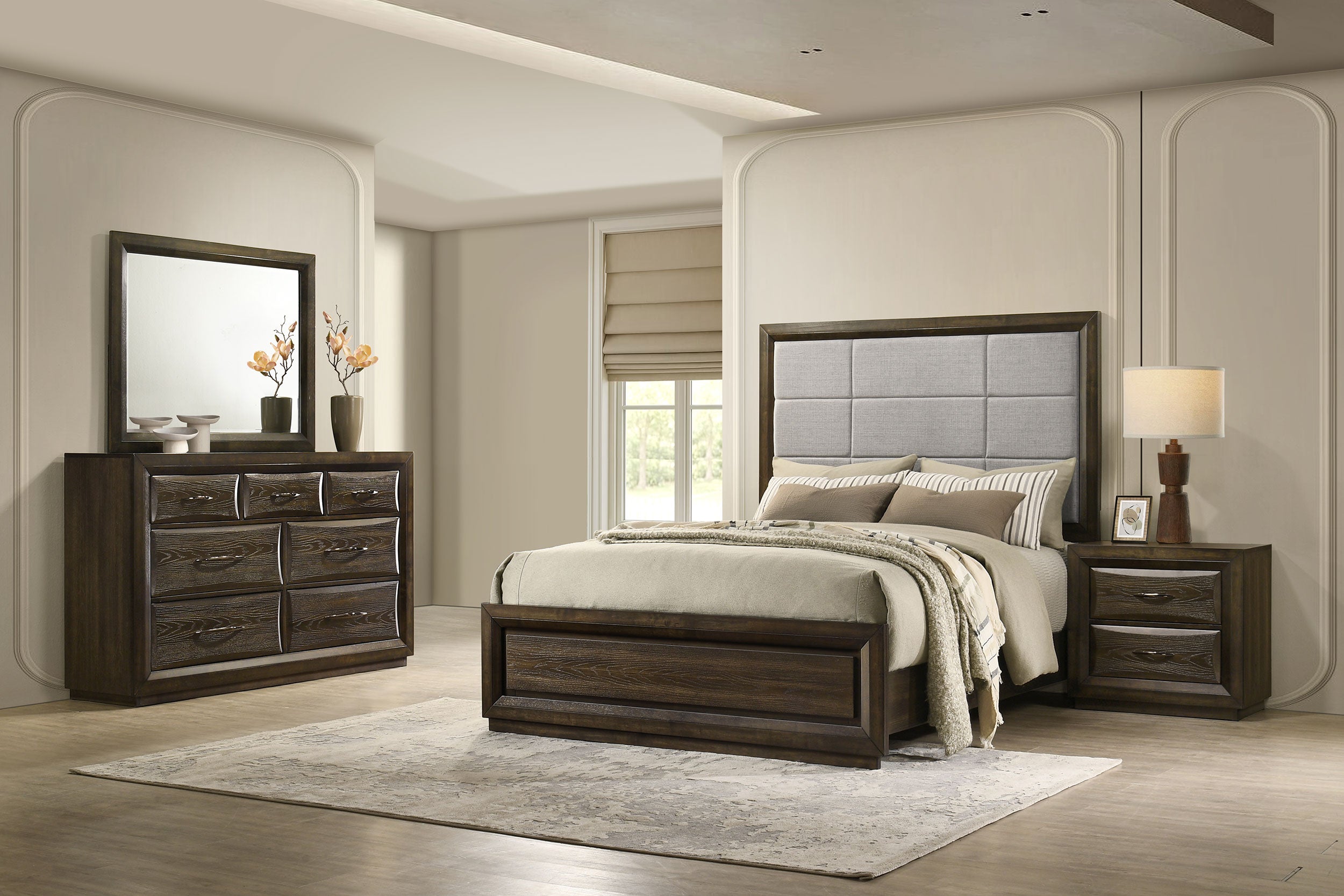 Atlas 4-piece Eastern King Bedroom Set Dark Oak — view 1