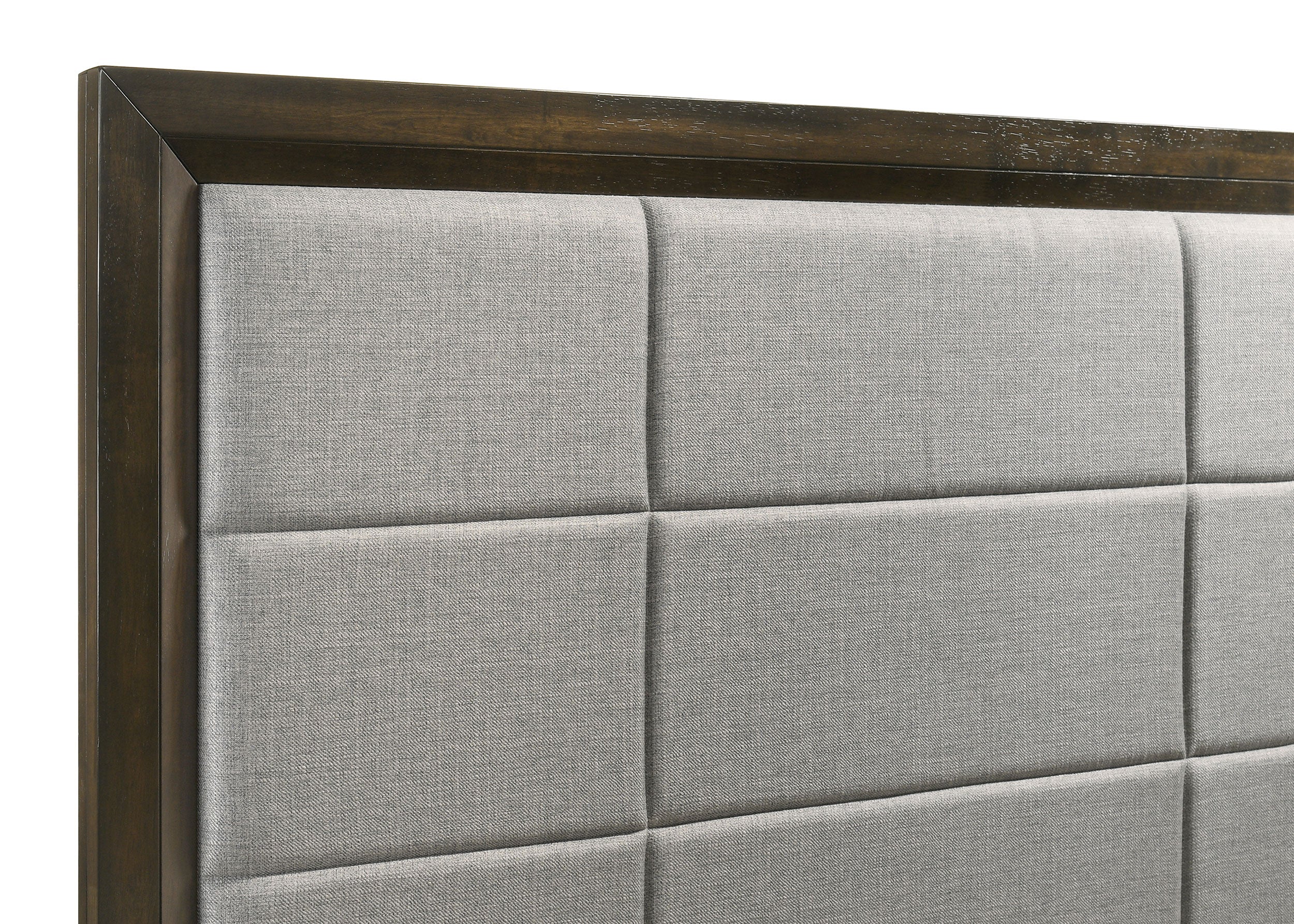 Atlas 64-inch Queen Upholstered Panel Bed Grey and Dark Oak — view 7