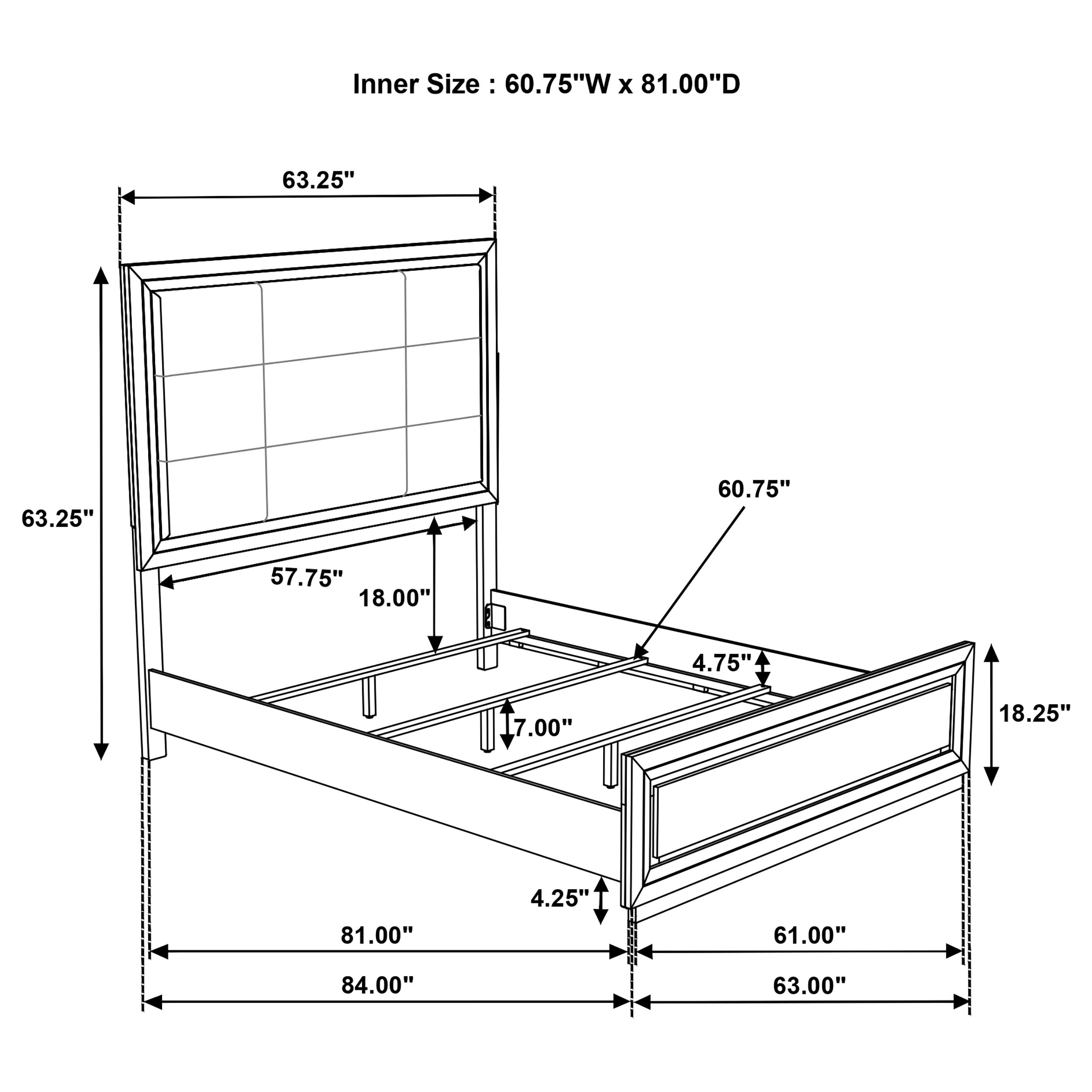Atlas 64-inch Queen Upholstered Panel Bed Grey and Dark Oak — view 11